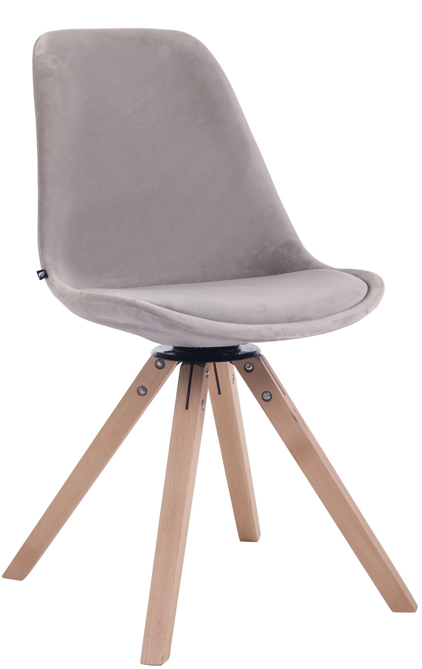 Chaise visiteur Troyes en velours avec piétement Carré en bois de hêtre ou de chêne