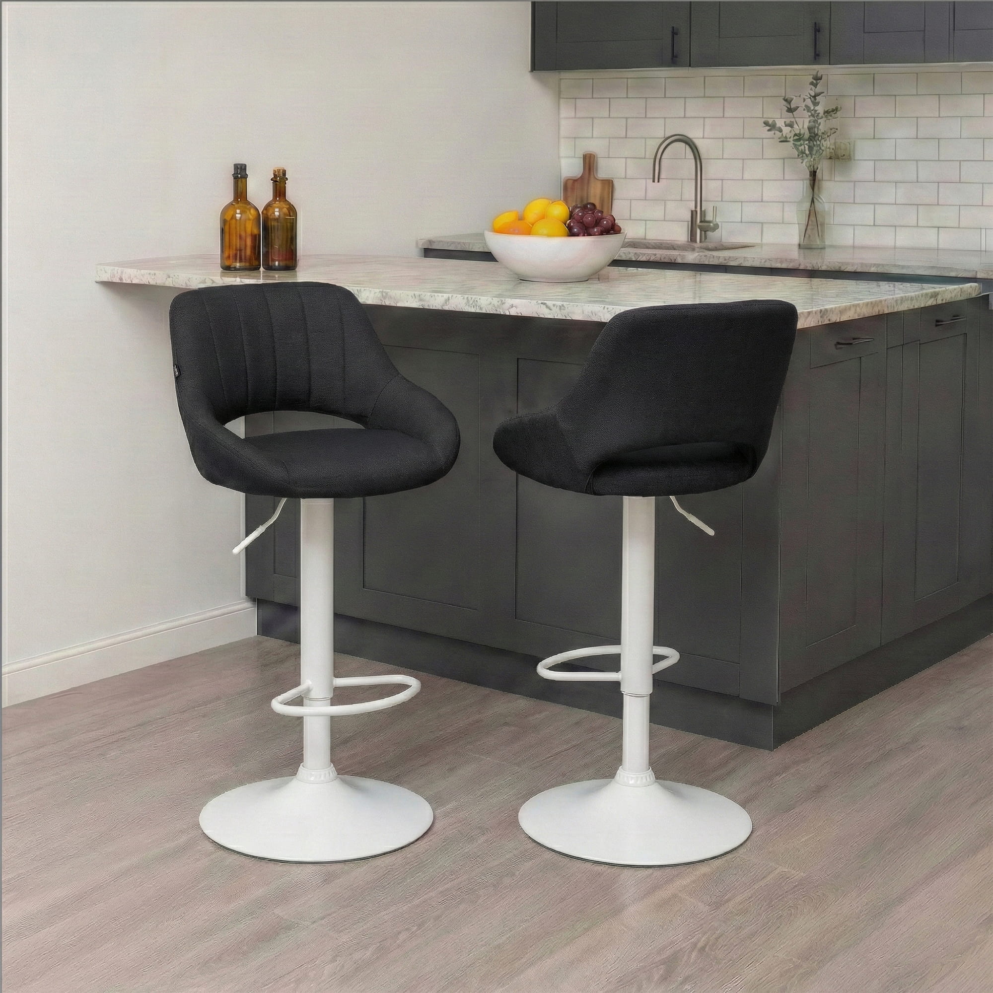 Lot de 2 tabourets de bar Milet en tissu
