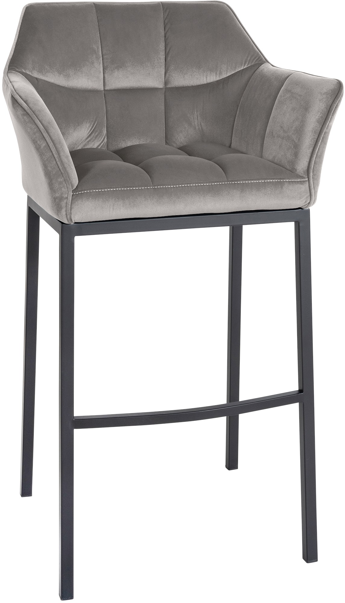 Tabouret de bar Damaso en velours avec pietement a quatre pieds