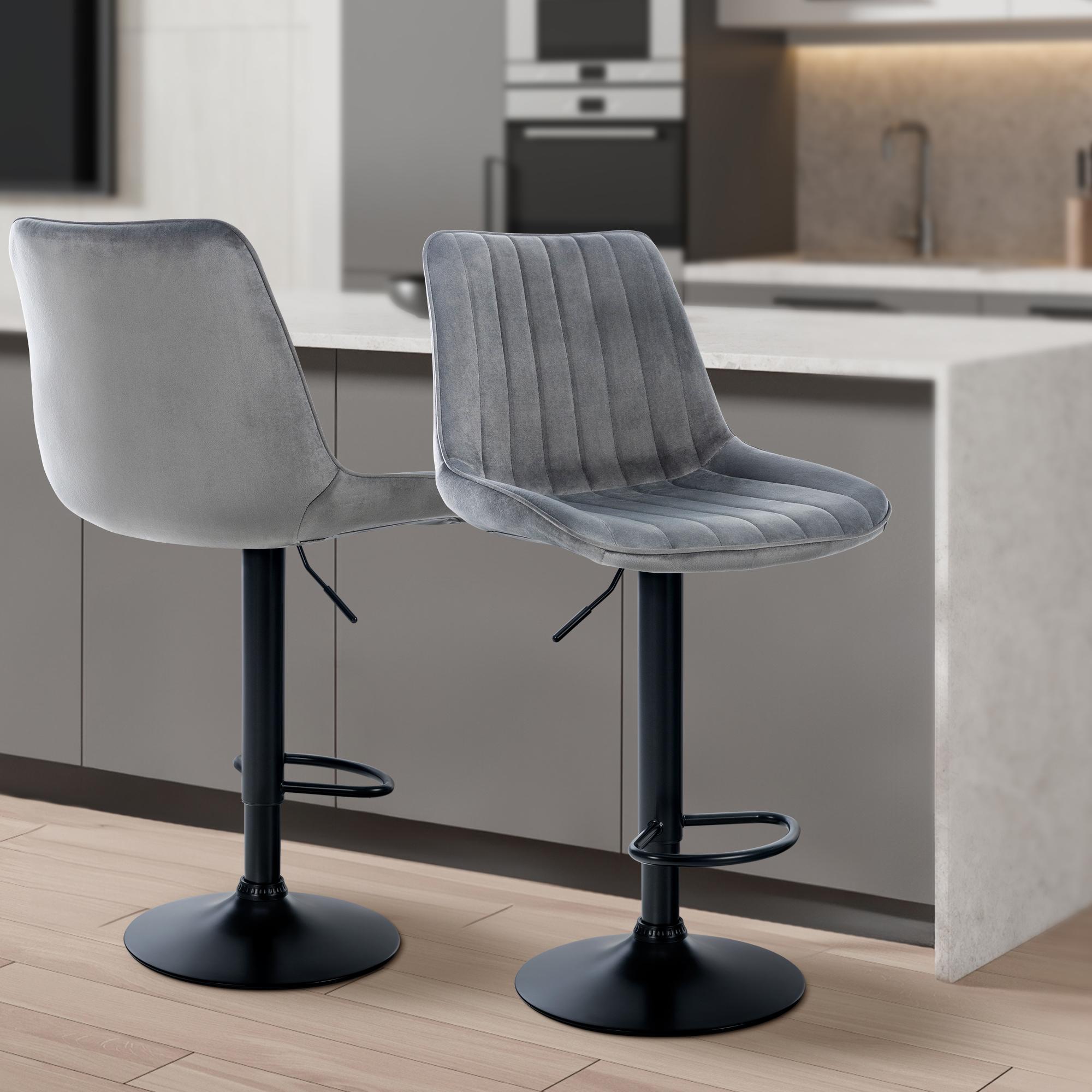 Tabouret de bar Toni en Velours Pied trompette en Métal