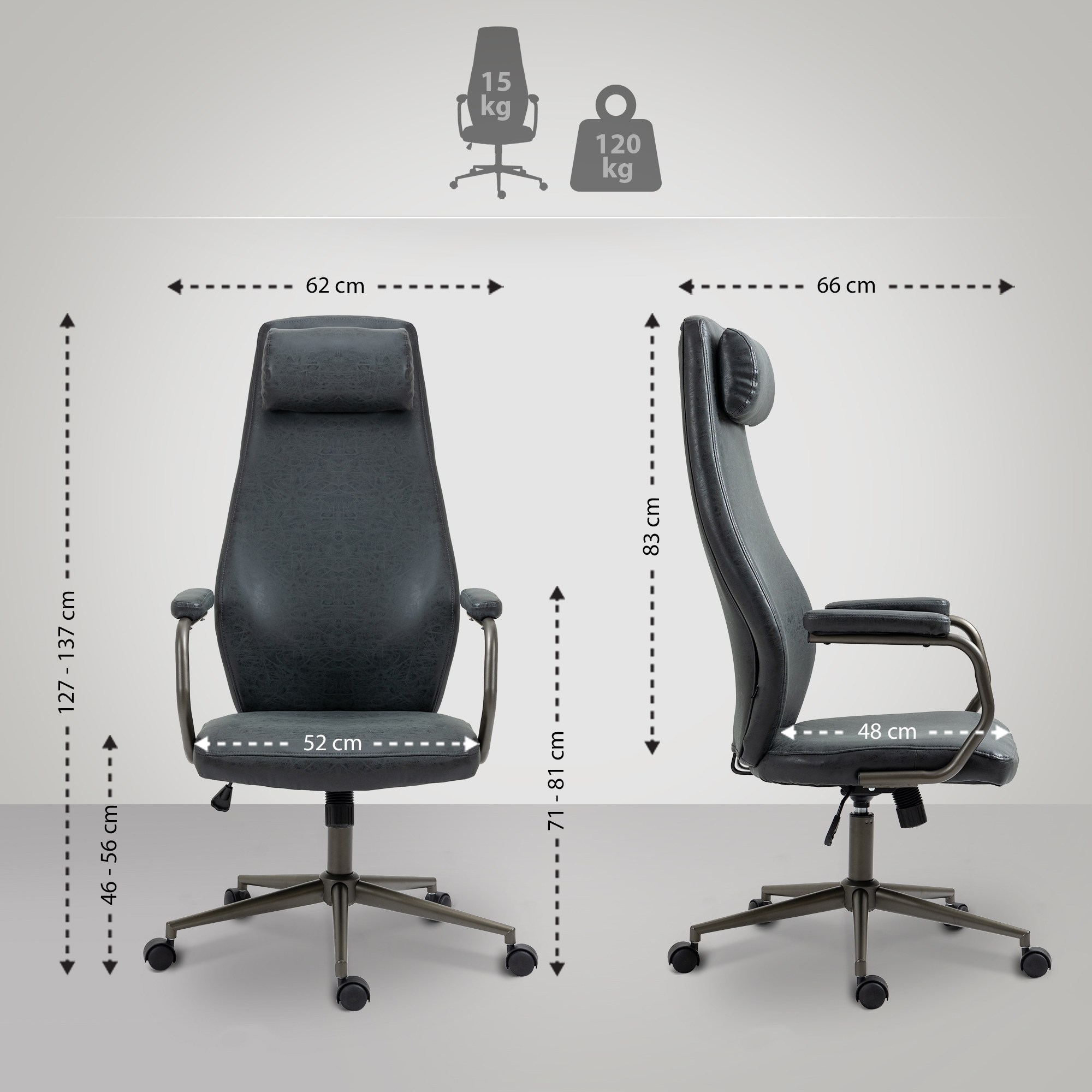 Fauteuil de bureau Pocatello en similicuir ajustable et pivotant