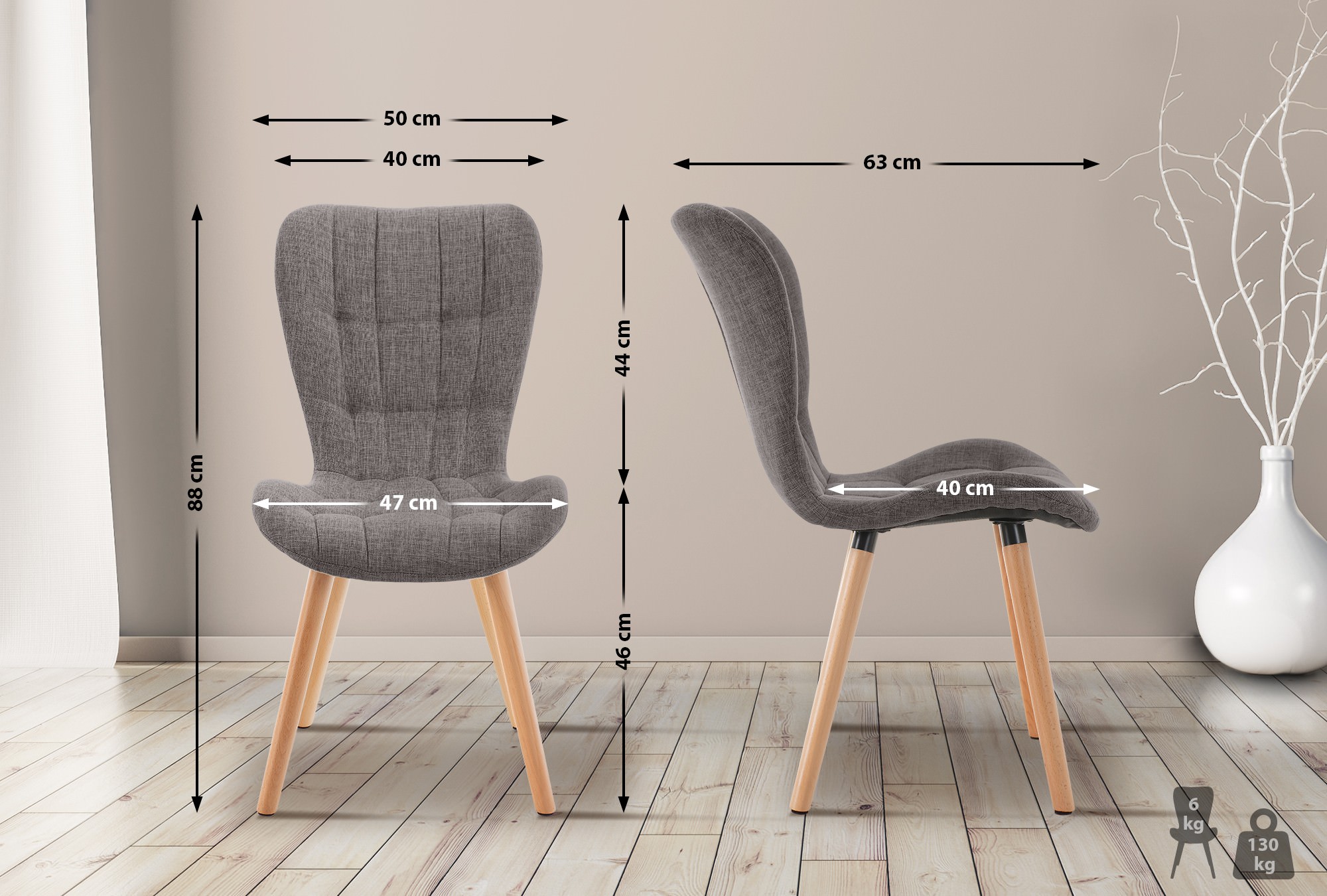 Lot de 2 chaises de salle à manger Elda