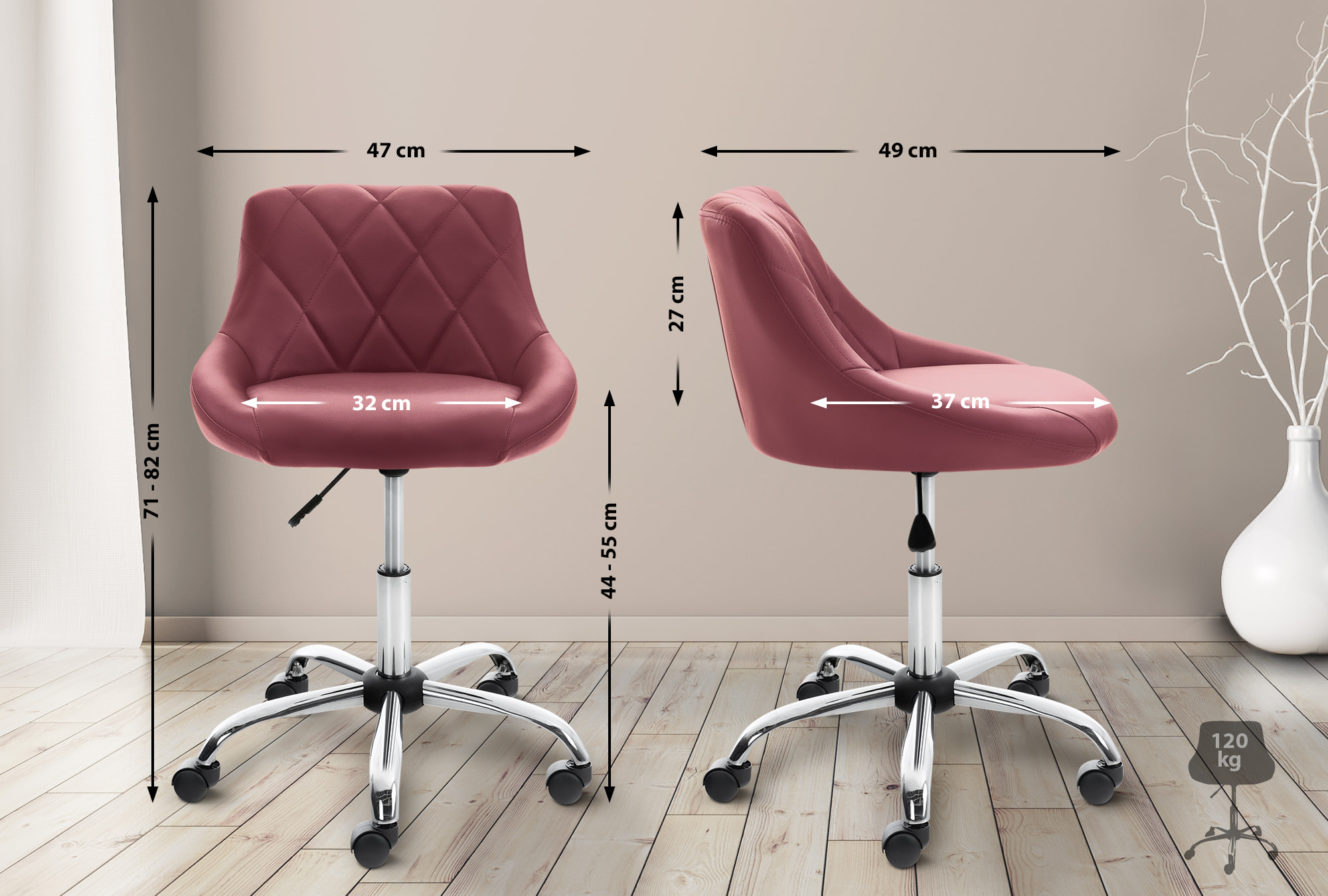 Tabouret de travail Lazio réglable en hauteur et pivotant