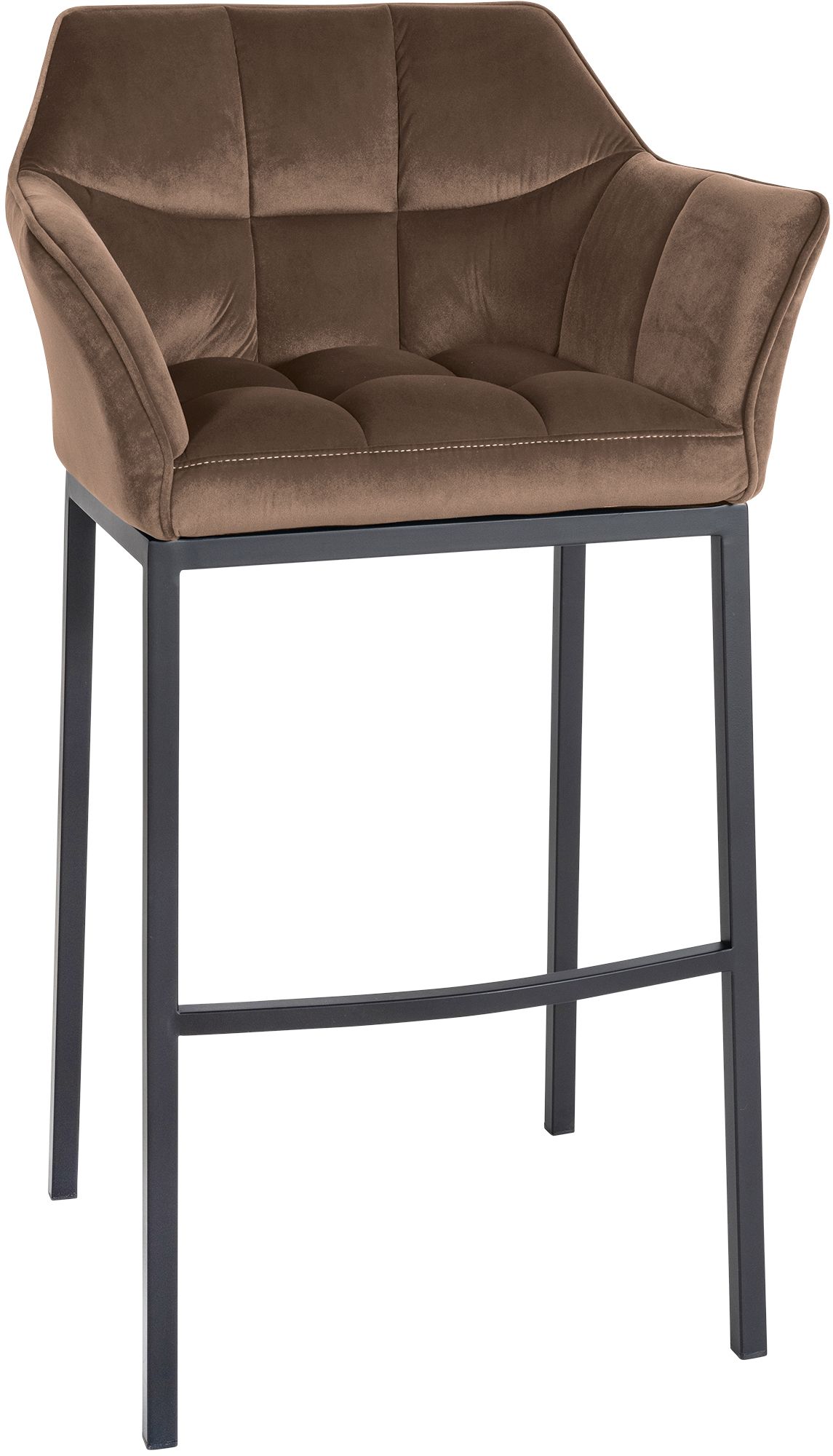 Tabouret de bar Damaso en velours avec pietement a quatre pieds