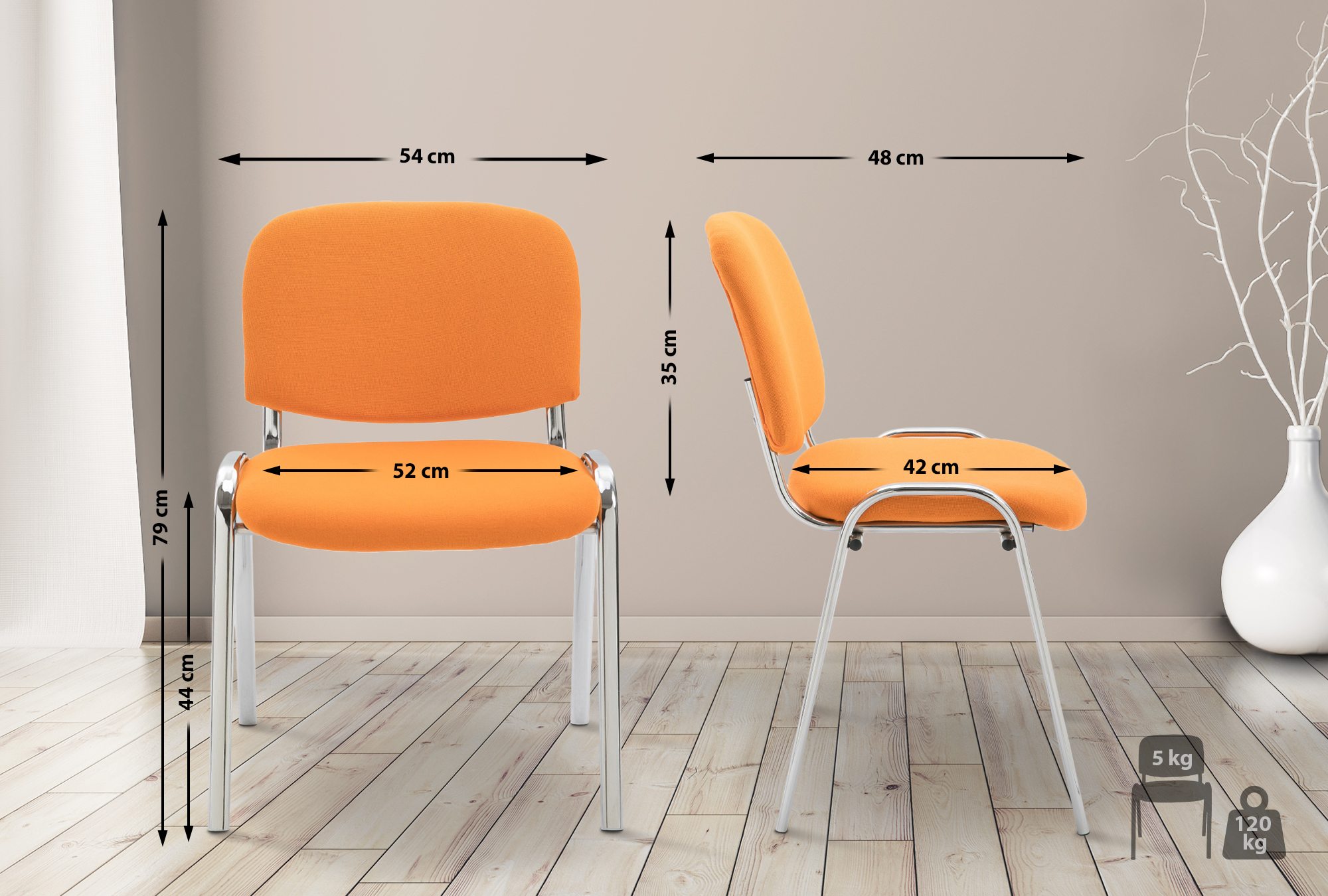 Chaise visiteur Ken support chromé tissu