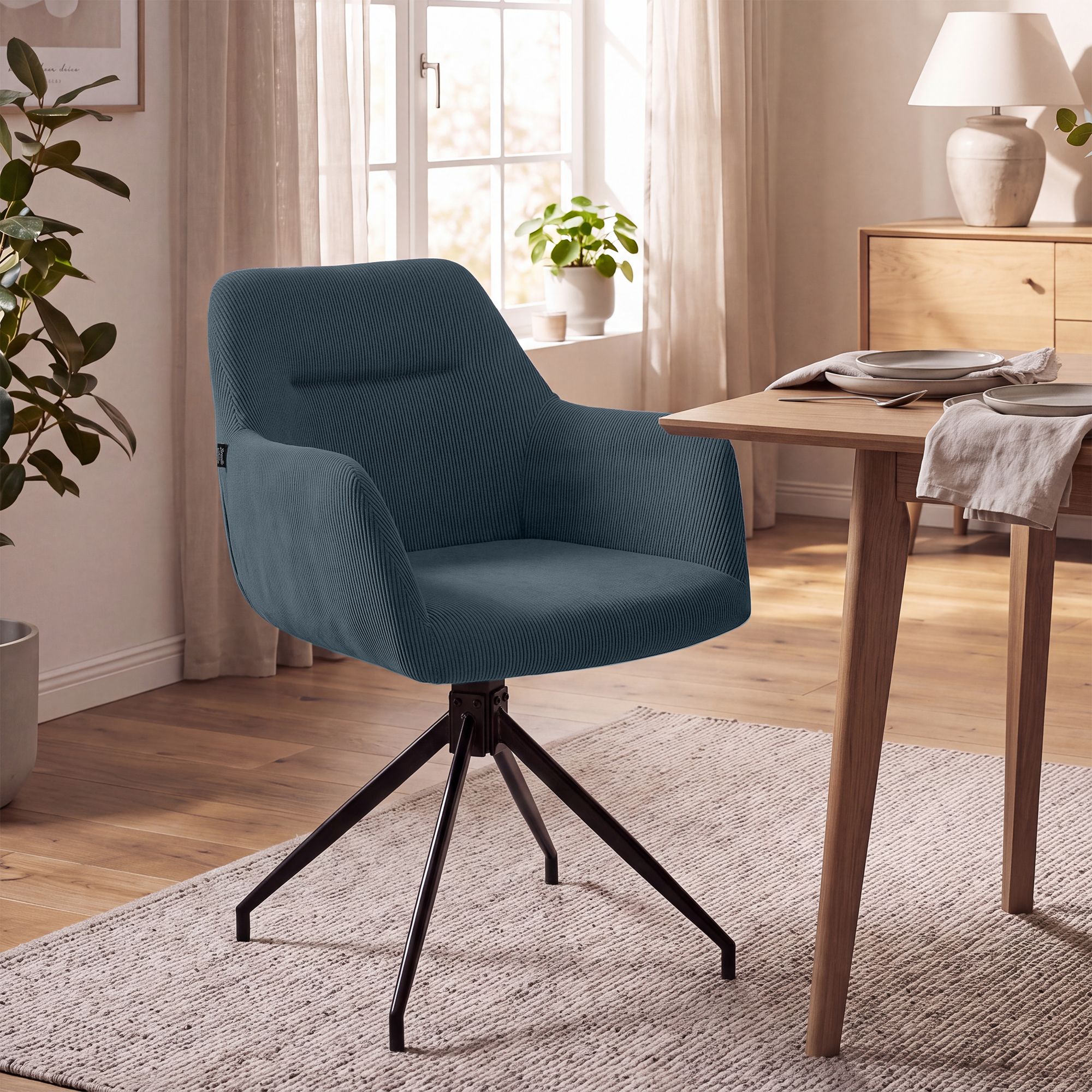 Chaise de salle à manger Merlinda en velours côtelé