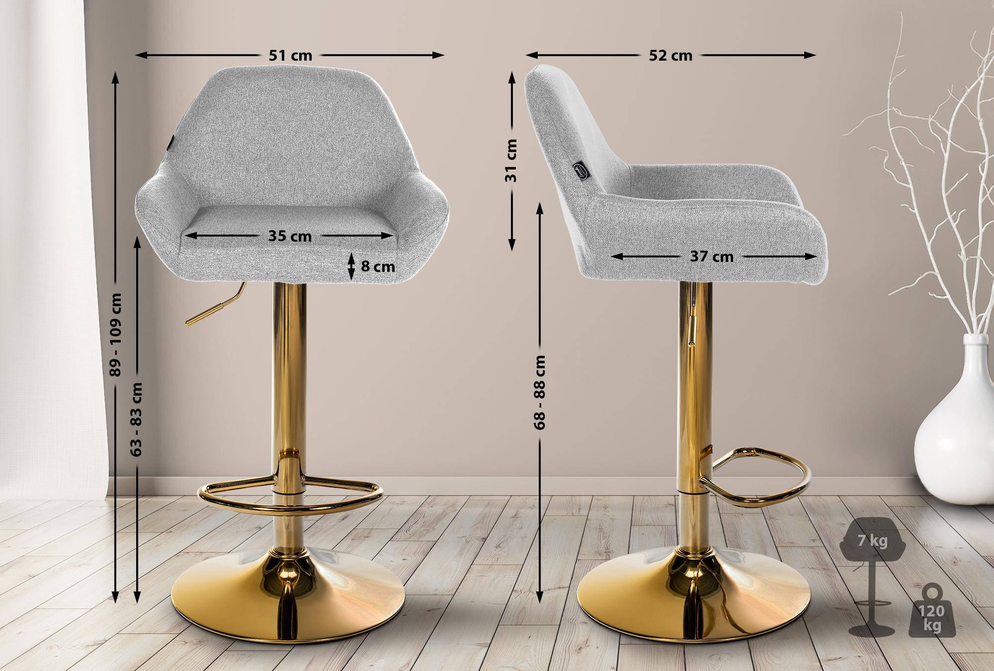 Lot de 2 tabourets de bar Braga Gold tissu