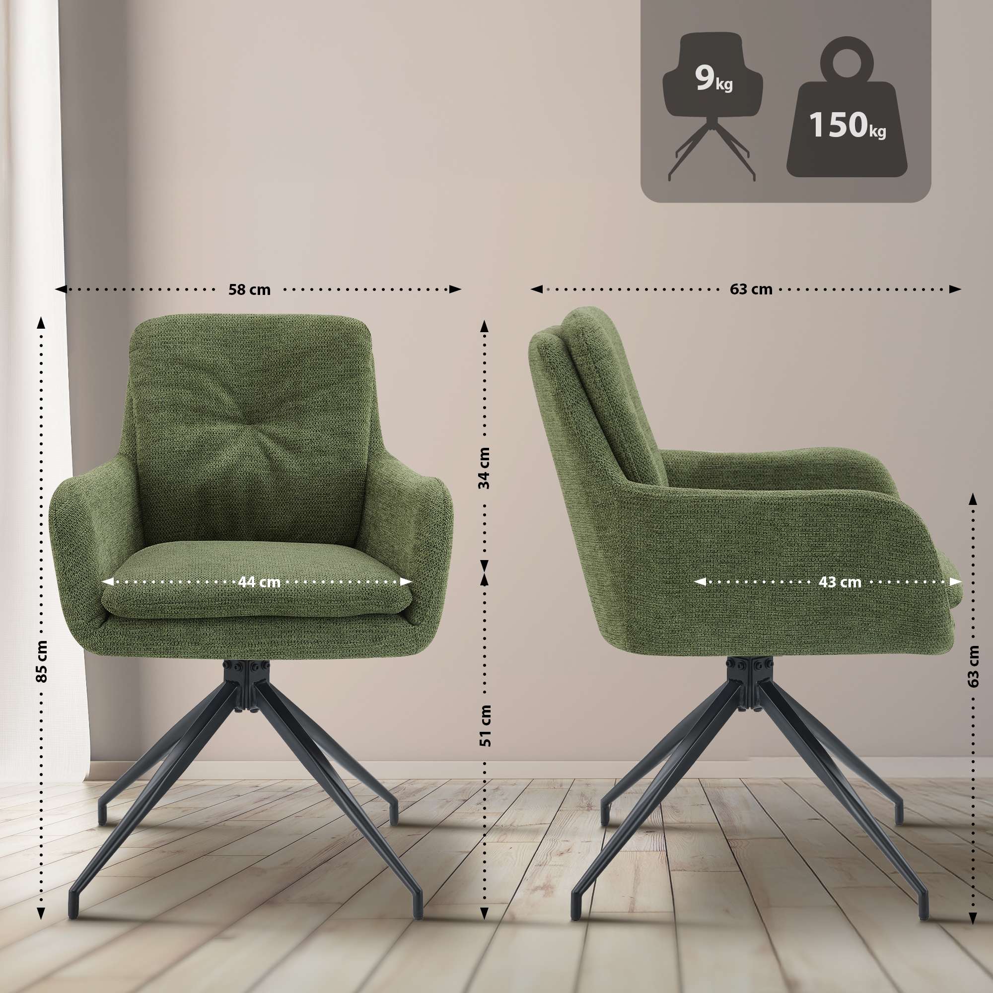 Chaise de salle à manger Pickett en tissu
