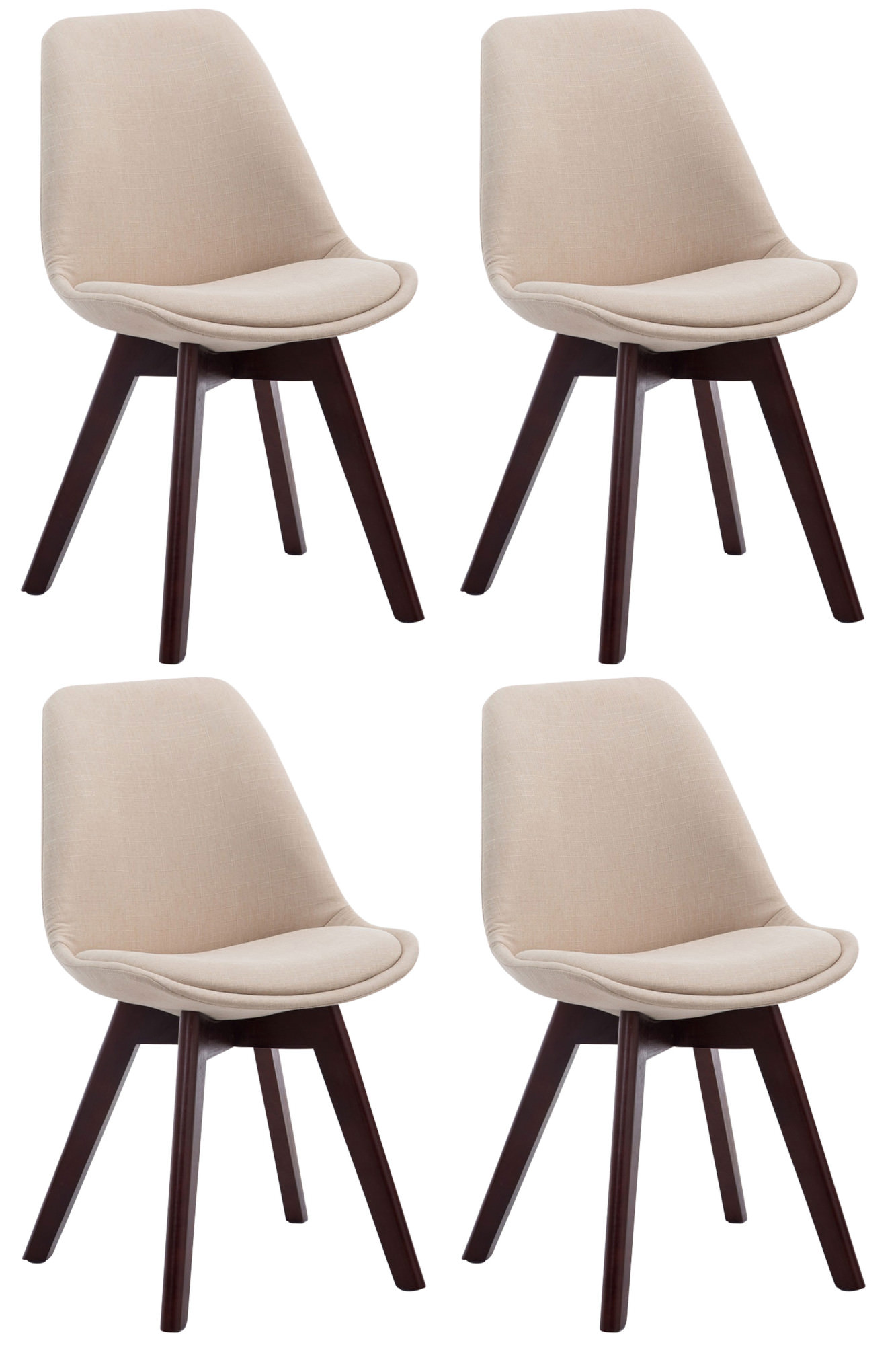 Lot de 4 chaises de salle à manger Borneo V2 en Tissu