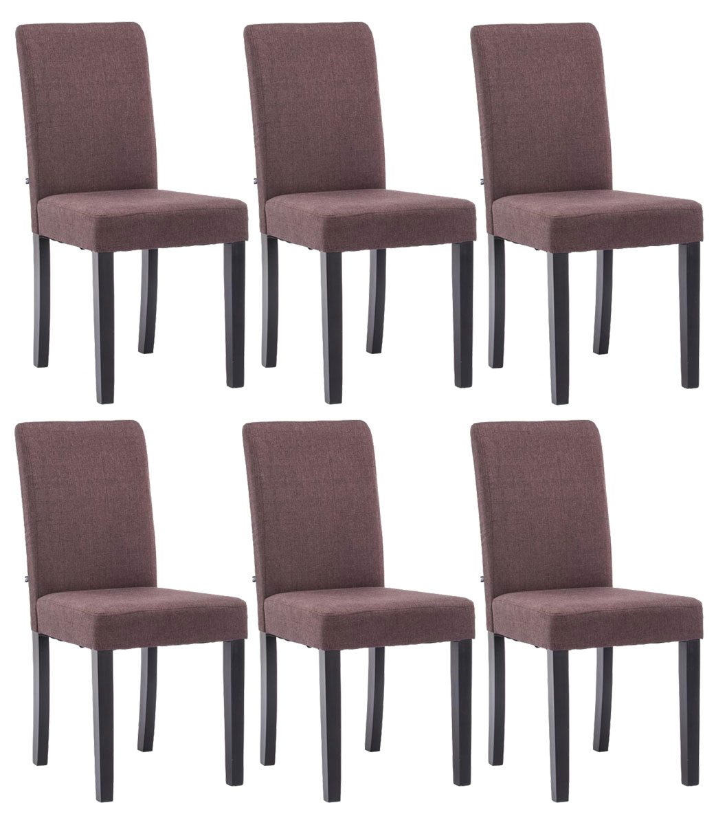 Lot de 6 Chaises de salle à manger Ina Tissu avec pieds en Bois