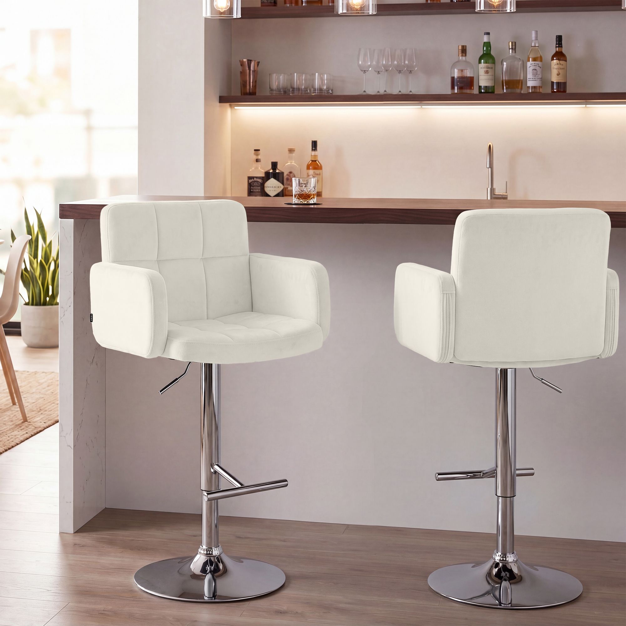 Lot de 2 tabourets de bar Los Angeles velours