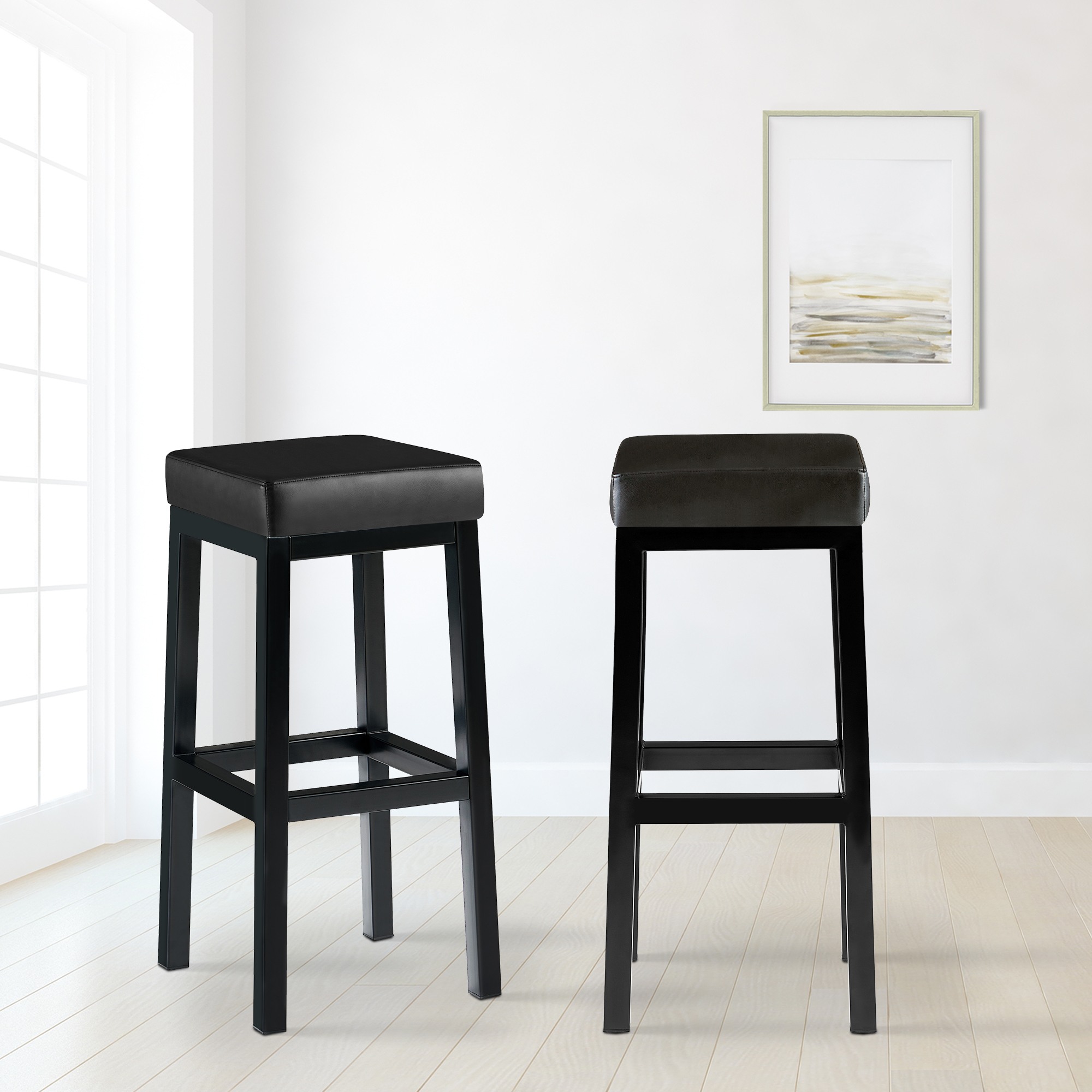 Tabouret de bar Taylor hauteur d'assise 83 cm piètement métal noir