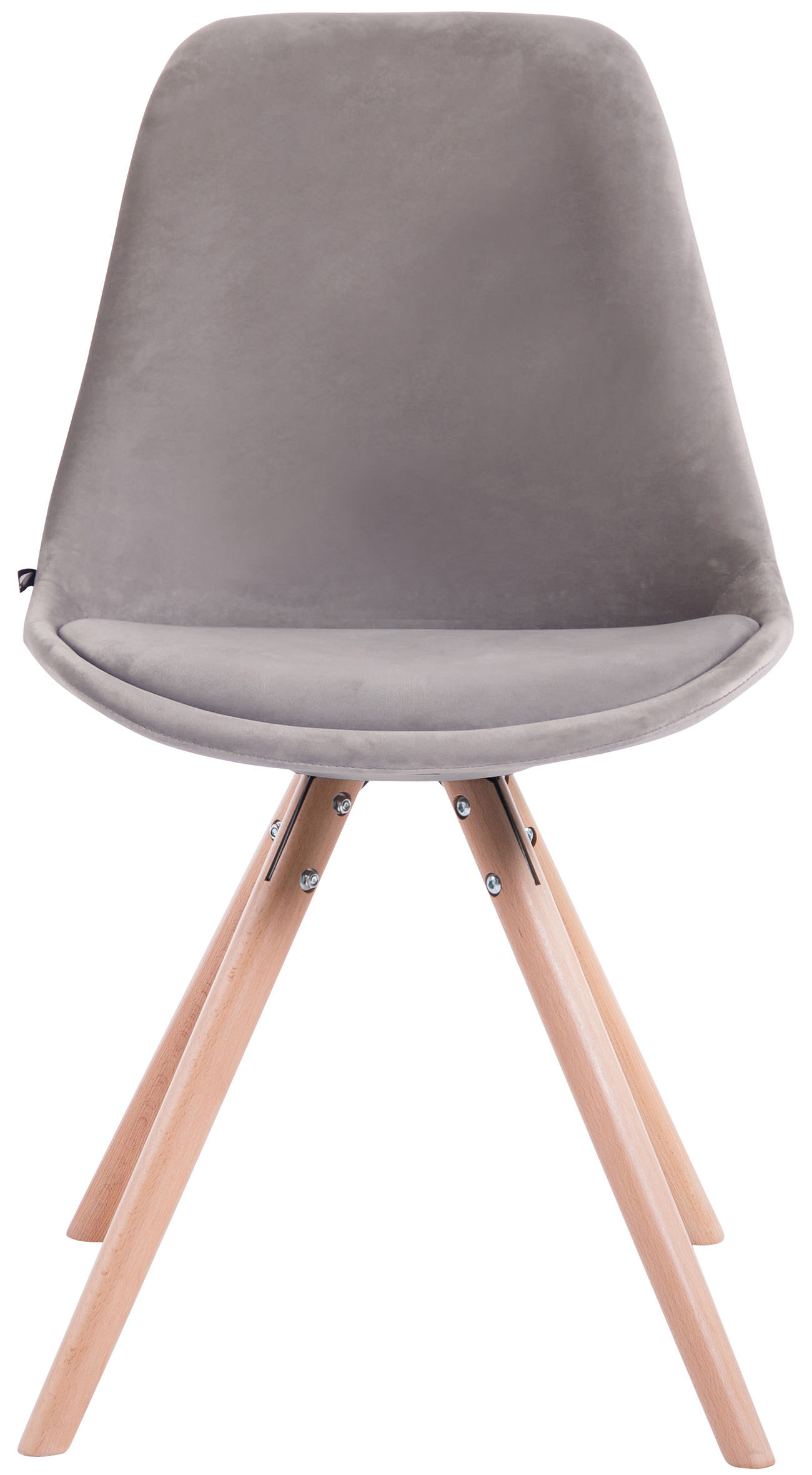 Lot de 4 Chaises de salle à manger Toulouse Velours Pieds ronds bois