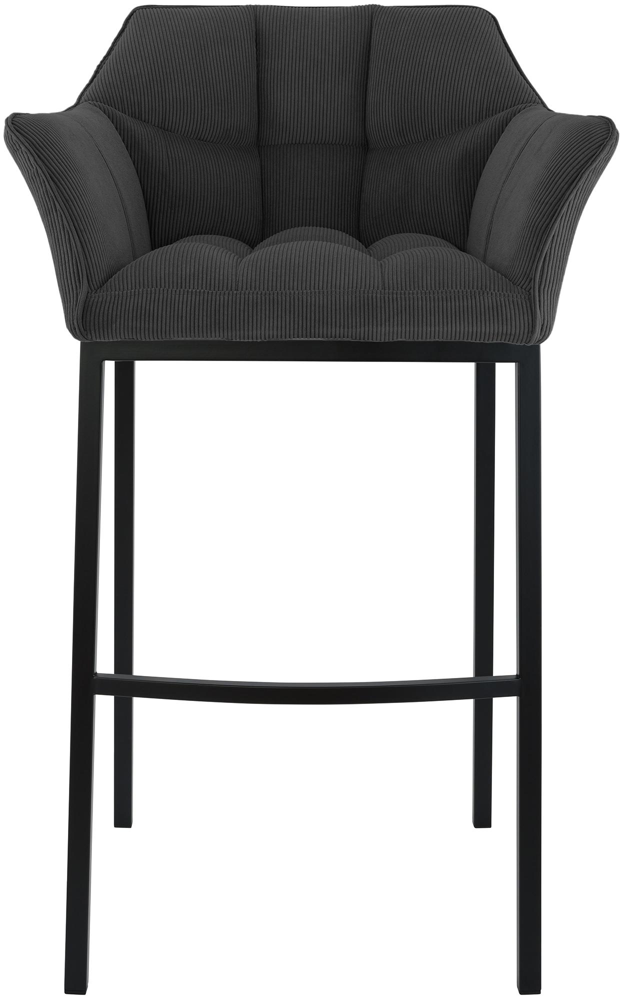 Tabouret de Bar Damaso en Velours Côtelé avec Piétement à Quatre Pieds