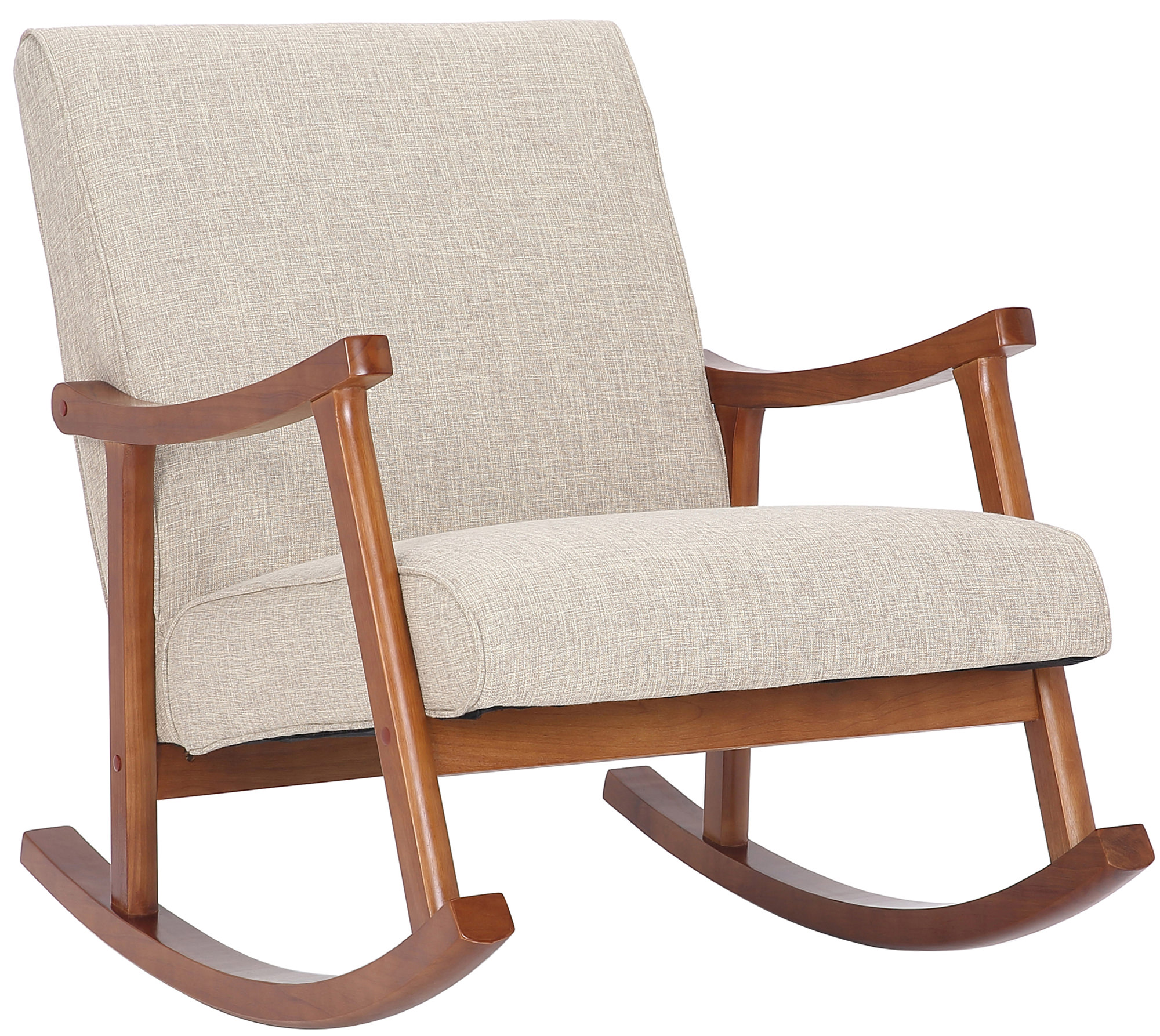 Chaise à bascule Morelia en tissu avec pieds Noyer