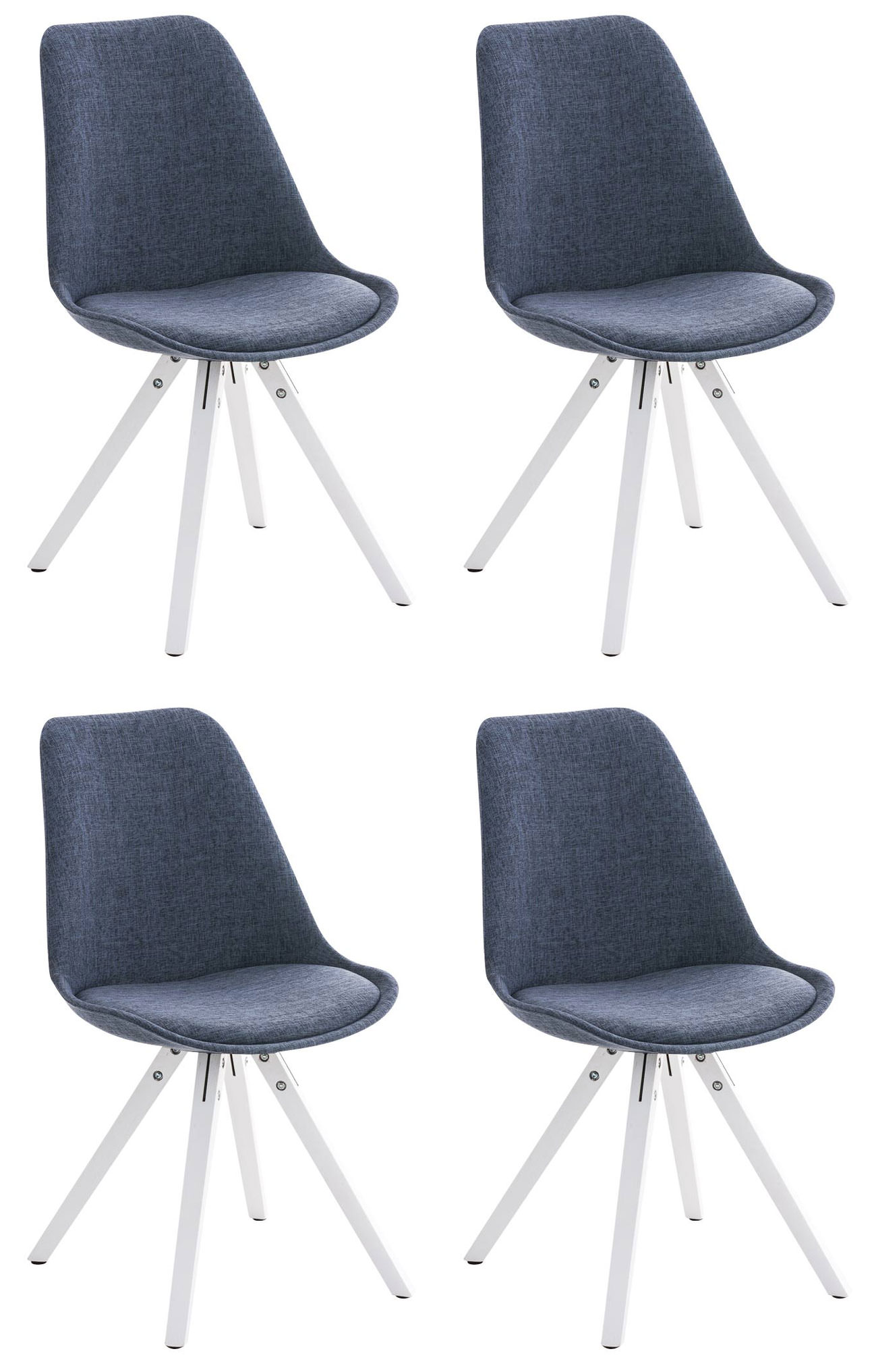 Lot de 4 chaises de salle à manger en tissu Pegleg avec pieds en bois carrés
