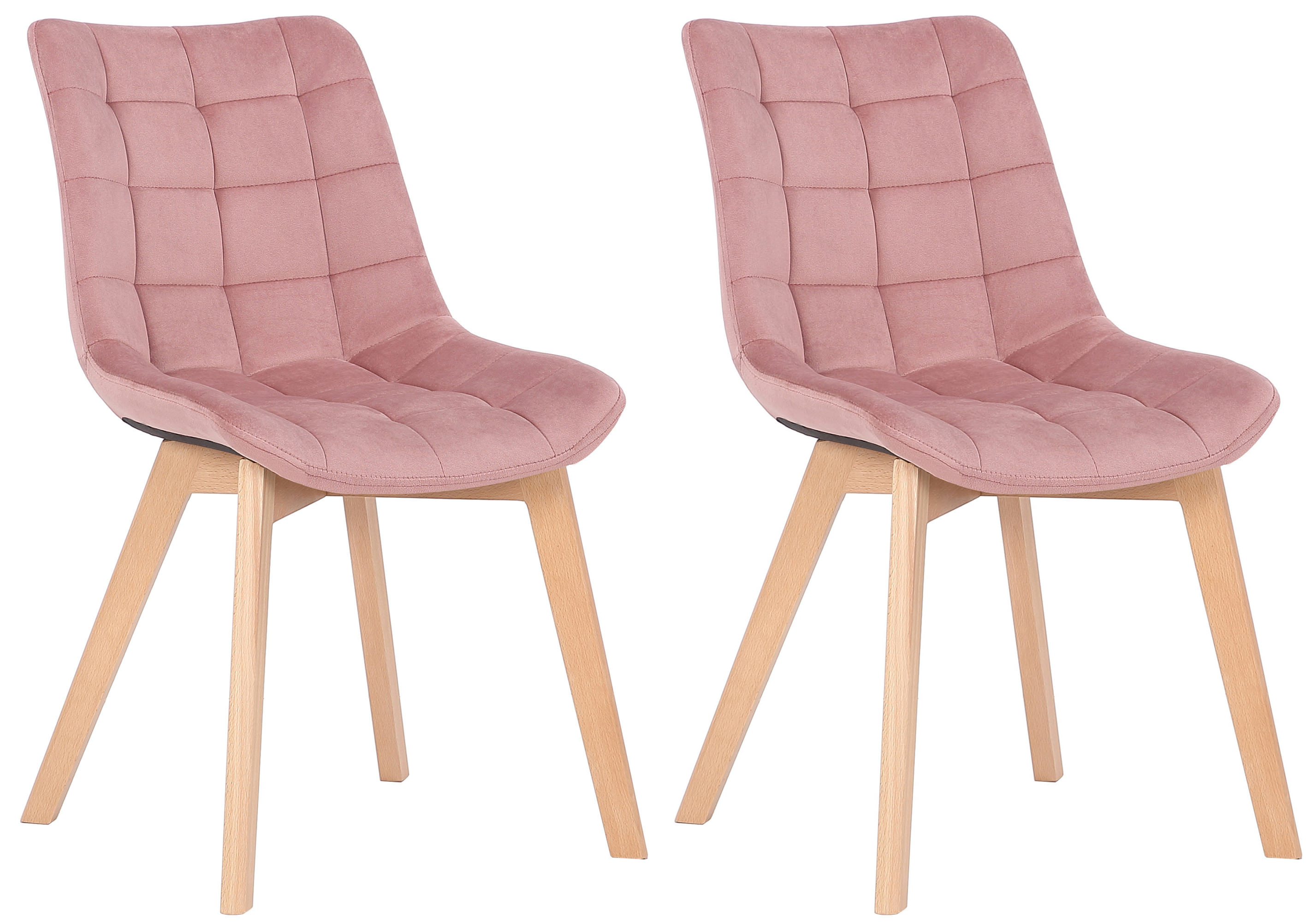 Lot de 2 Chaises de salle à manger Passaic velours avec pieds en Bois de hêtre