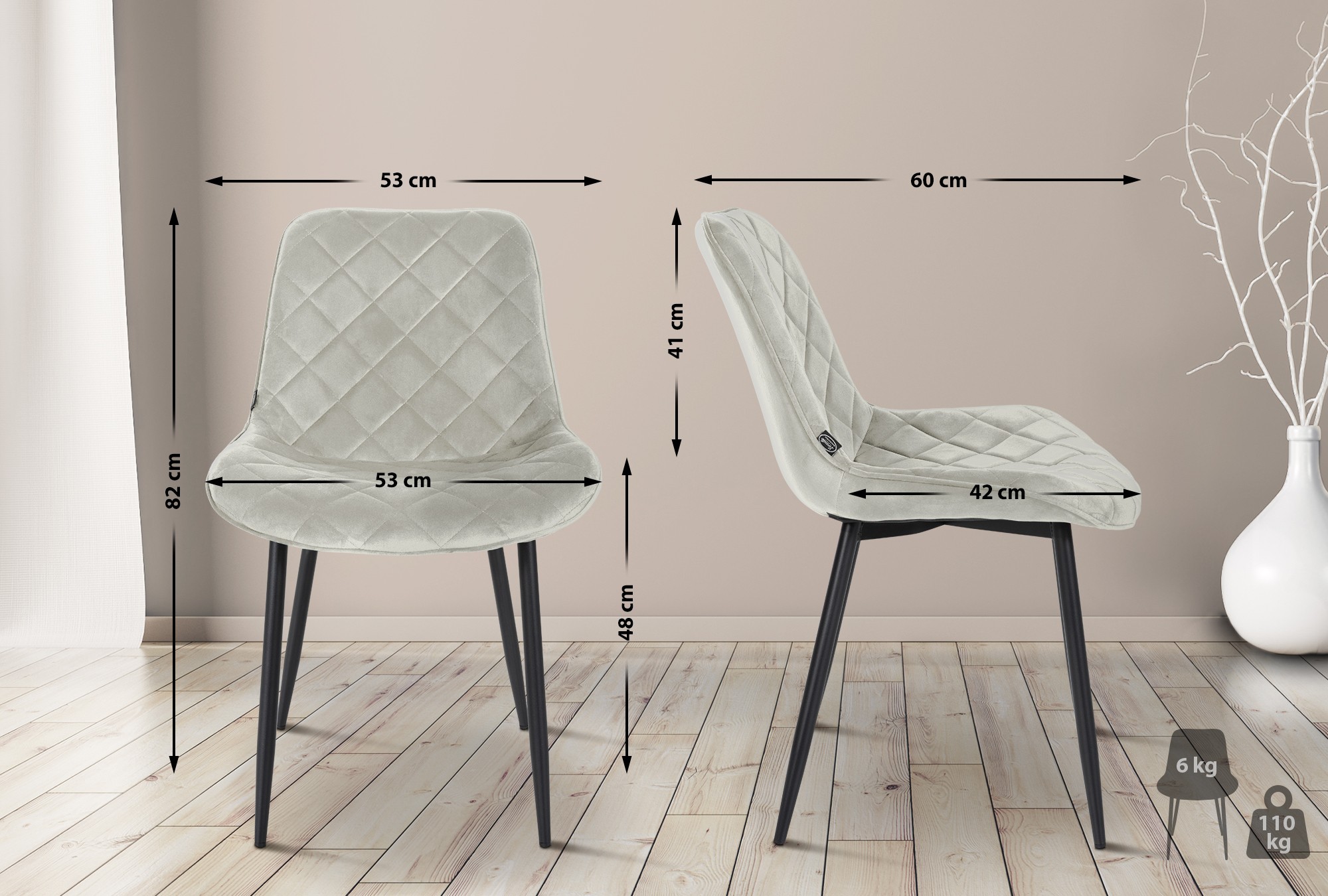 Lot de 4 chaises Springs velours