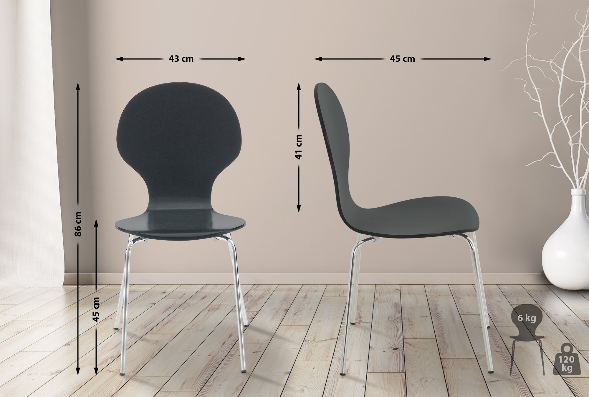 Lot de 8 chaises de visiteur Diego