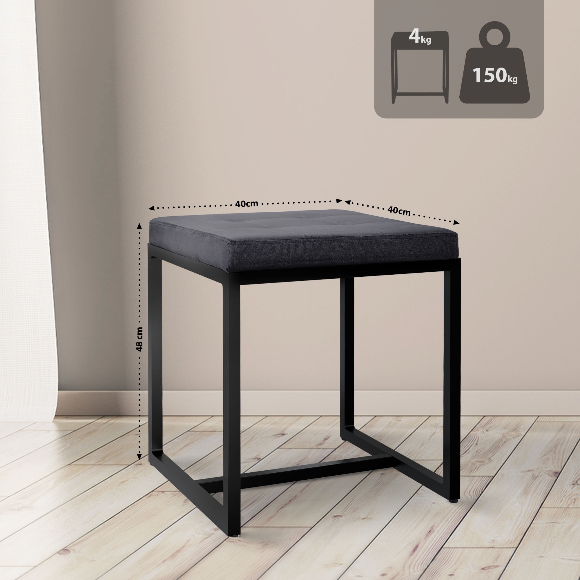 Pouf Barci avec structure noire