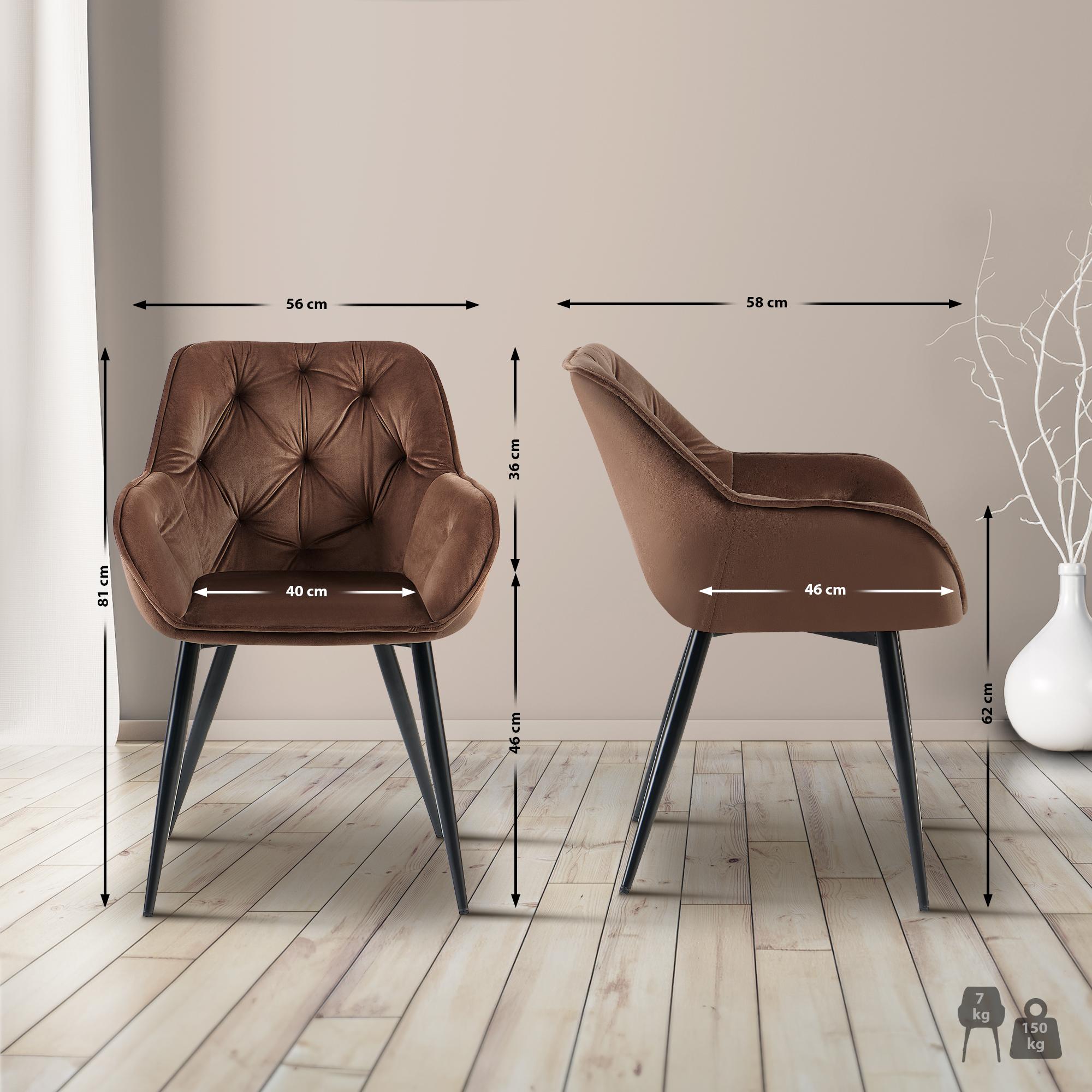 Chaise de salle à manger Cassis revêtement en velours