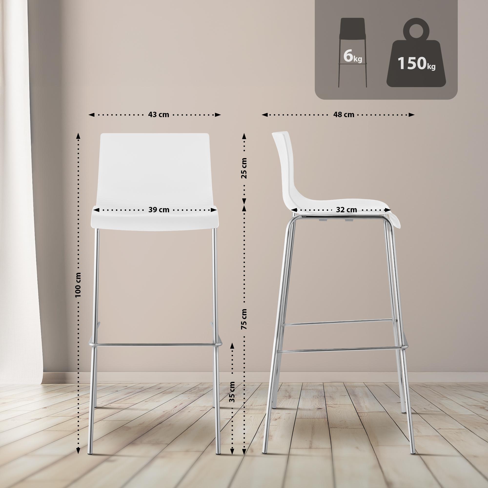 Tabouret de Bar Hover Plastique Cadre à 4 Pieds