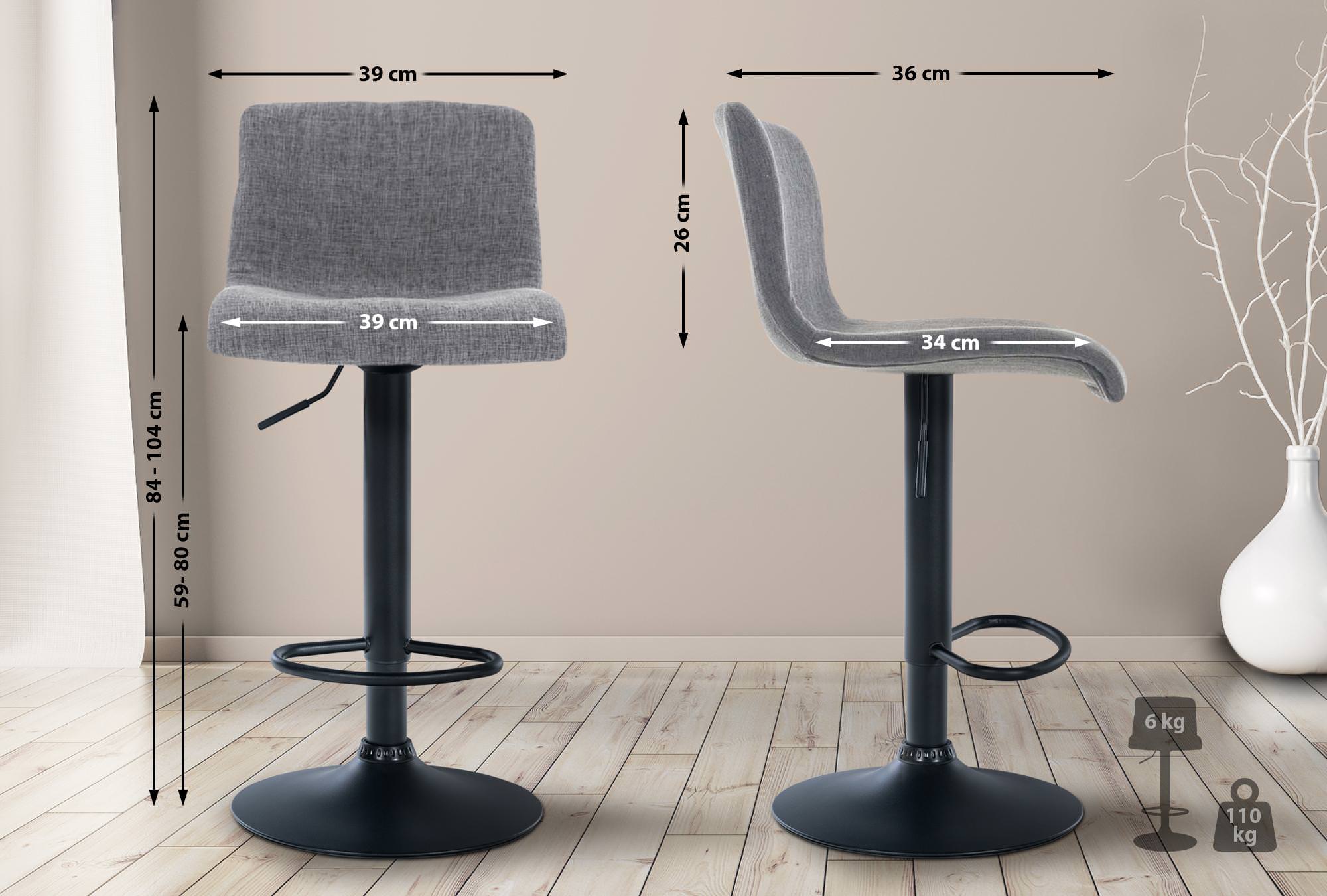 Tabouret de bar Hover Assise en Tissu Piètement Métal chromé