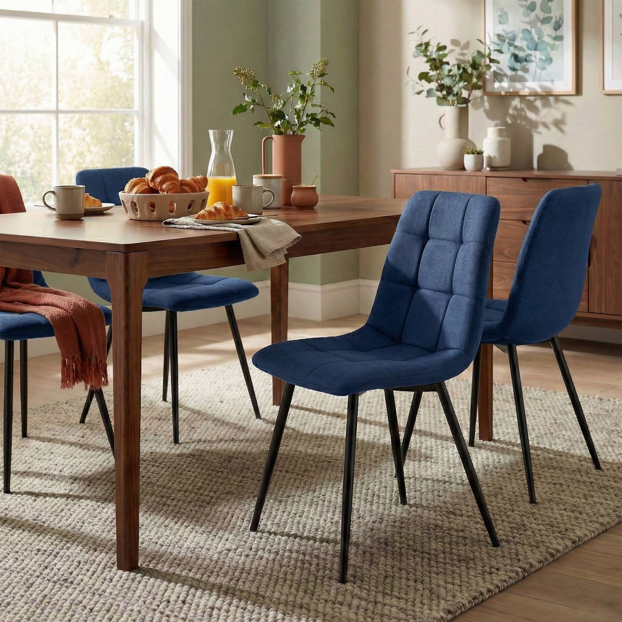 Lot de 4 chaises de salle a manger Antibes en tissu