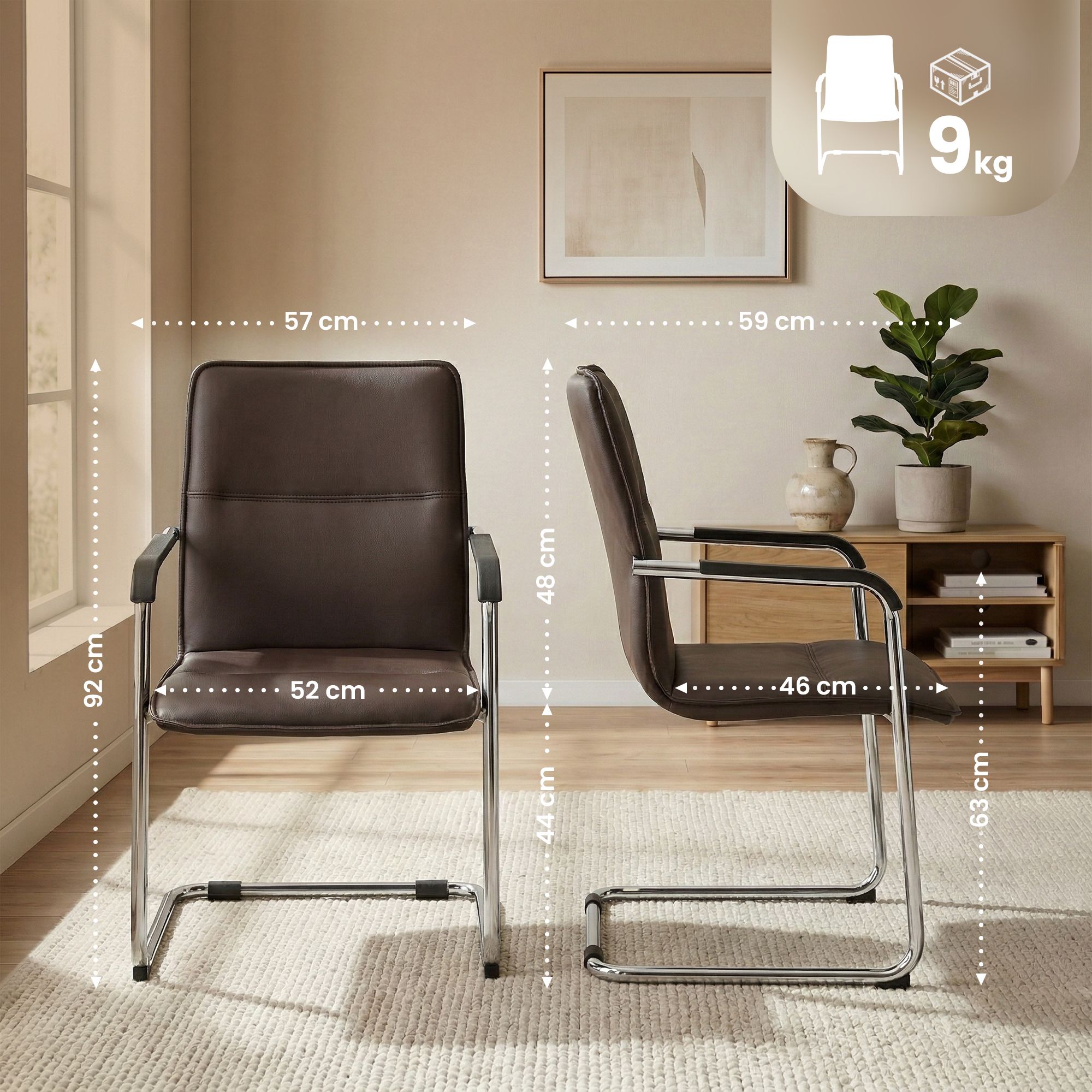 Lot de 2 chaises cantilever Seattle en similicuir