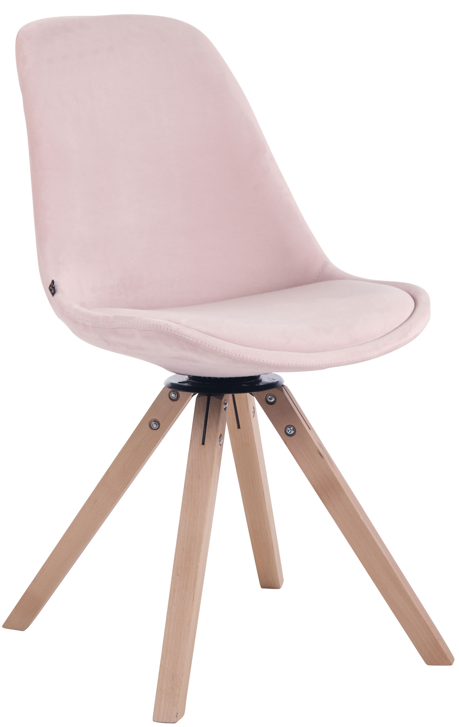 Chaise visiteur Troyes en velours avec piétement Carré en bois de hêtre ou de chêne