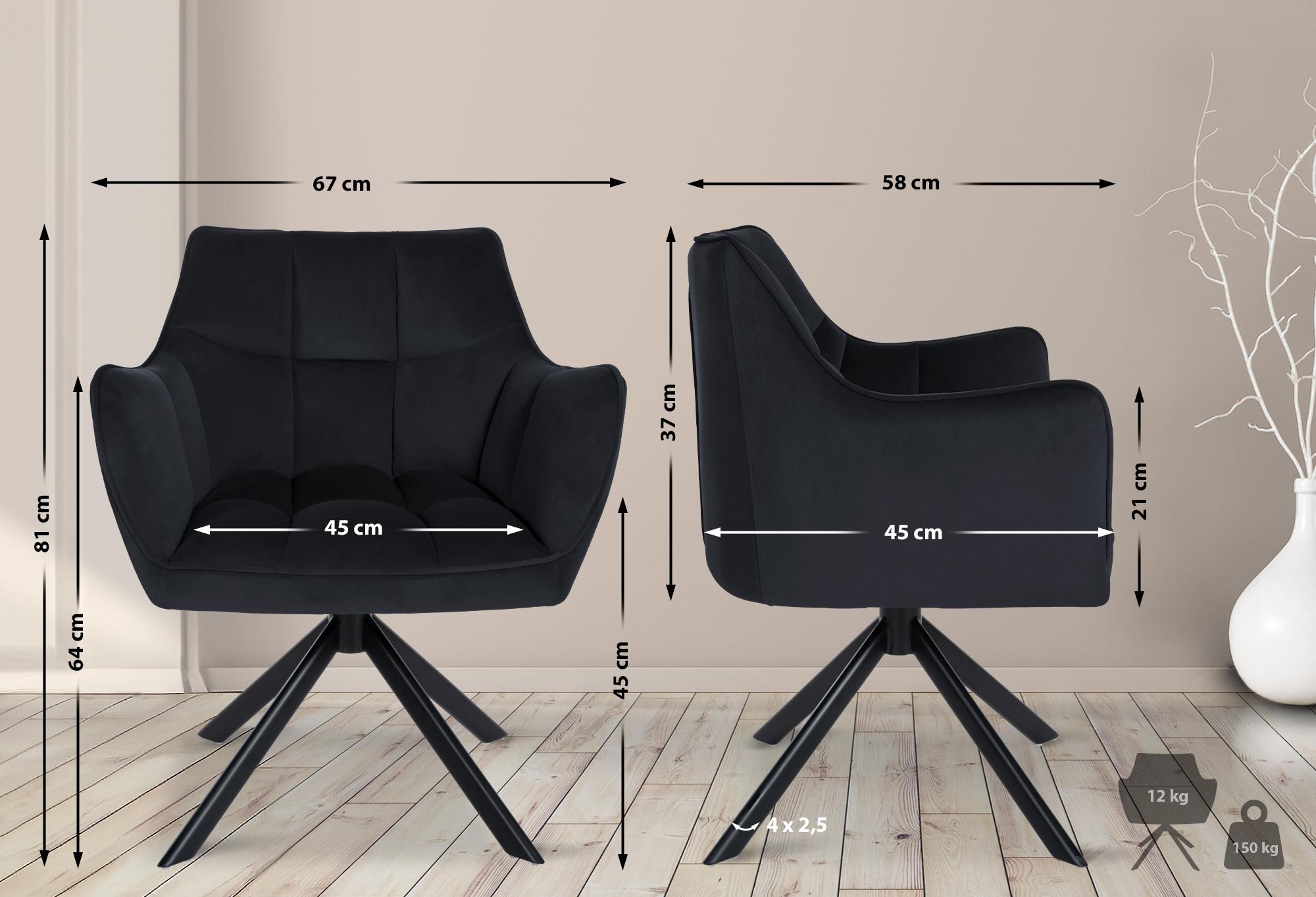 Chaise de salle à manger Swing revêtement velours