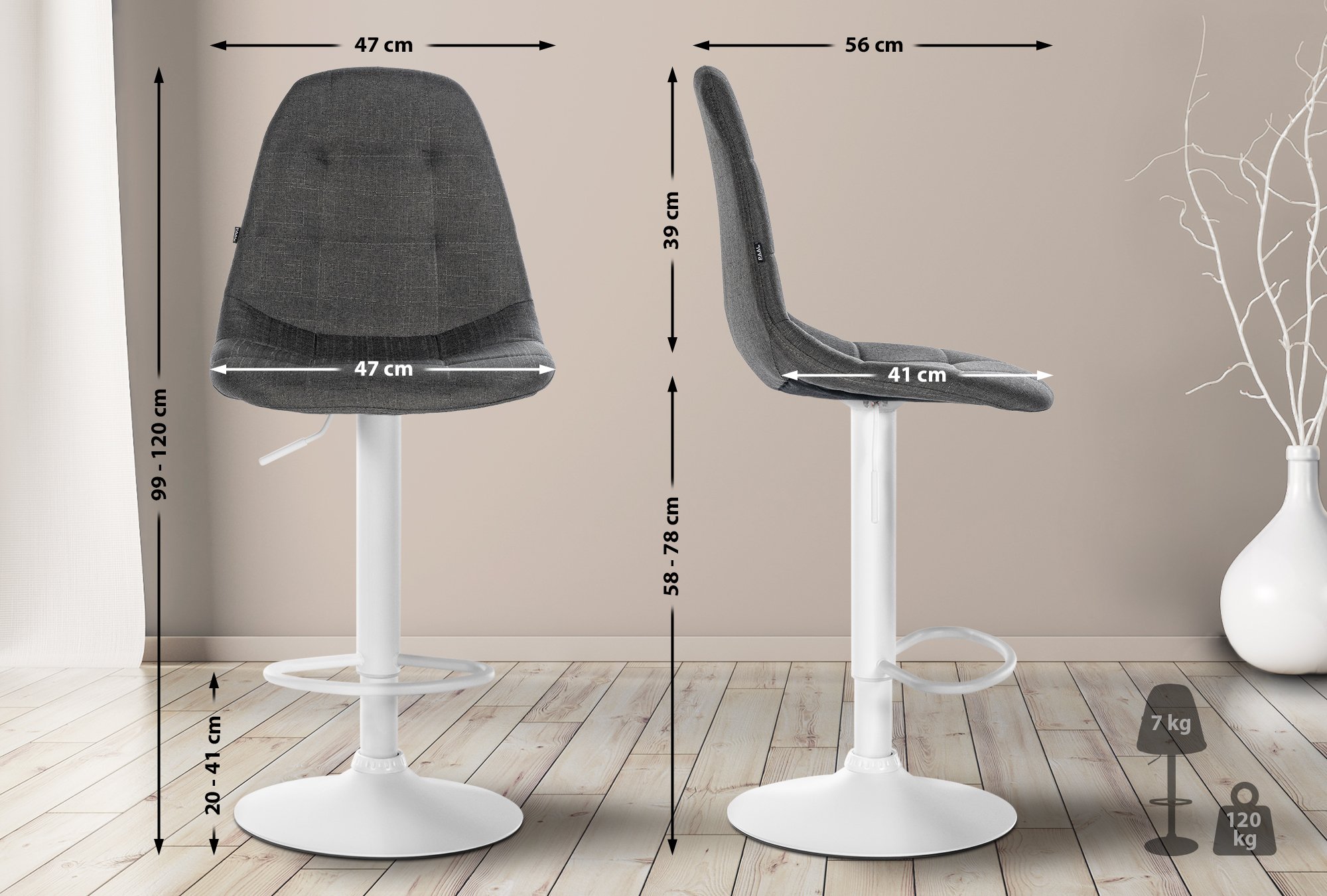 Tabouret de bar Elmore Tissu