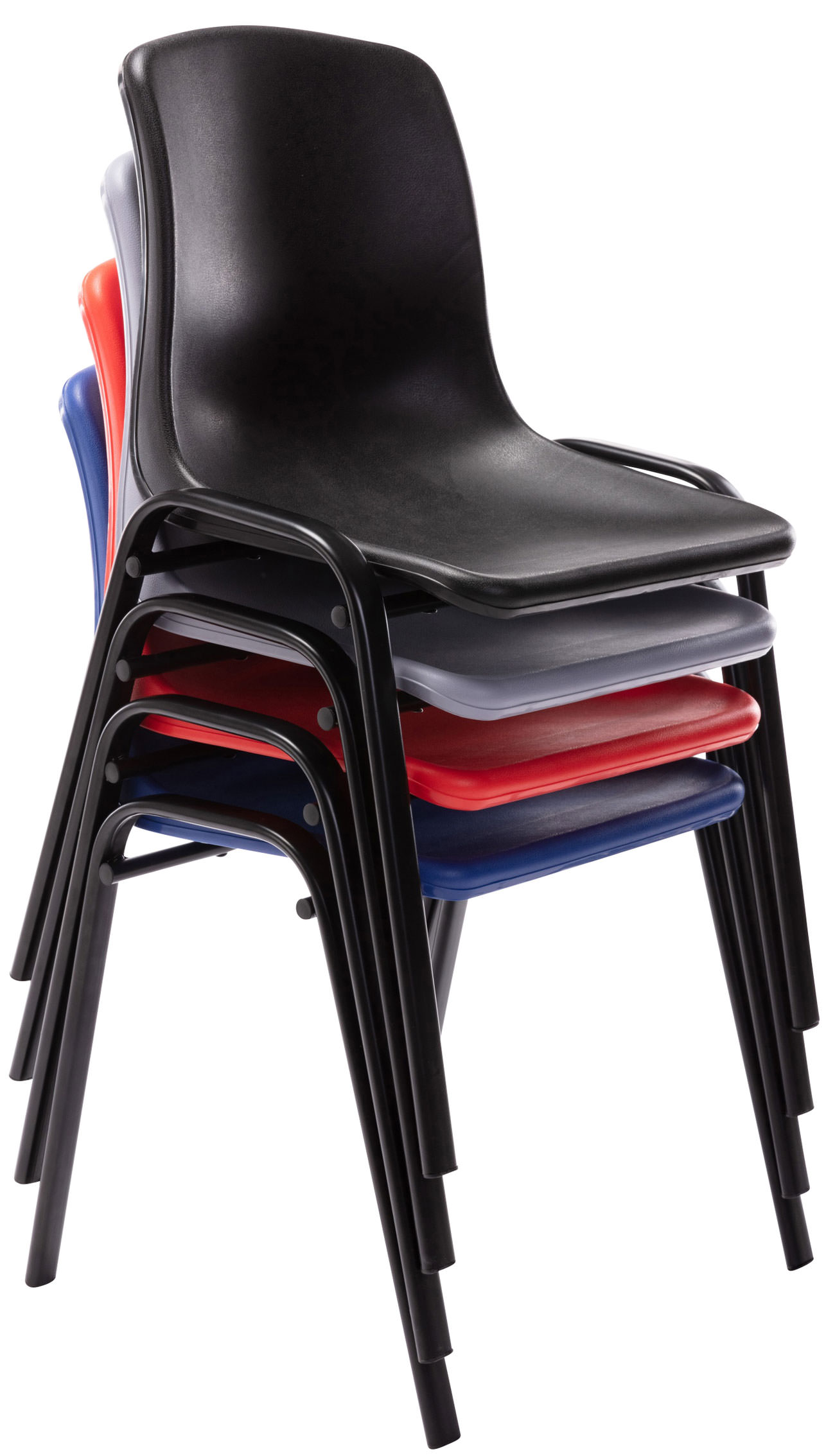 Lot de 4 chaises empilables Nowra avec assise en plastique et Pieds en métal noir mat