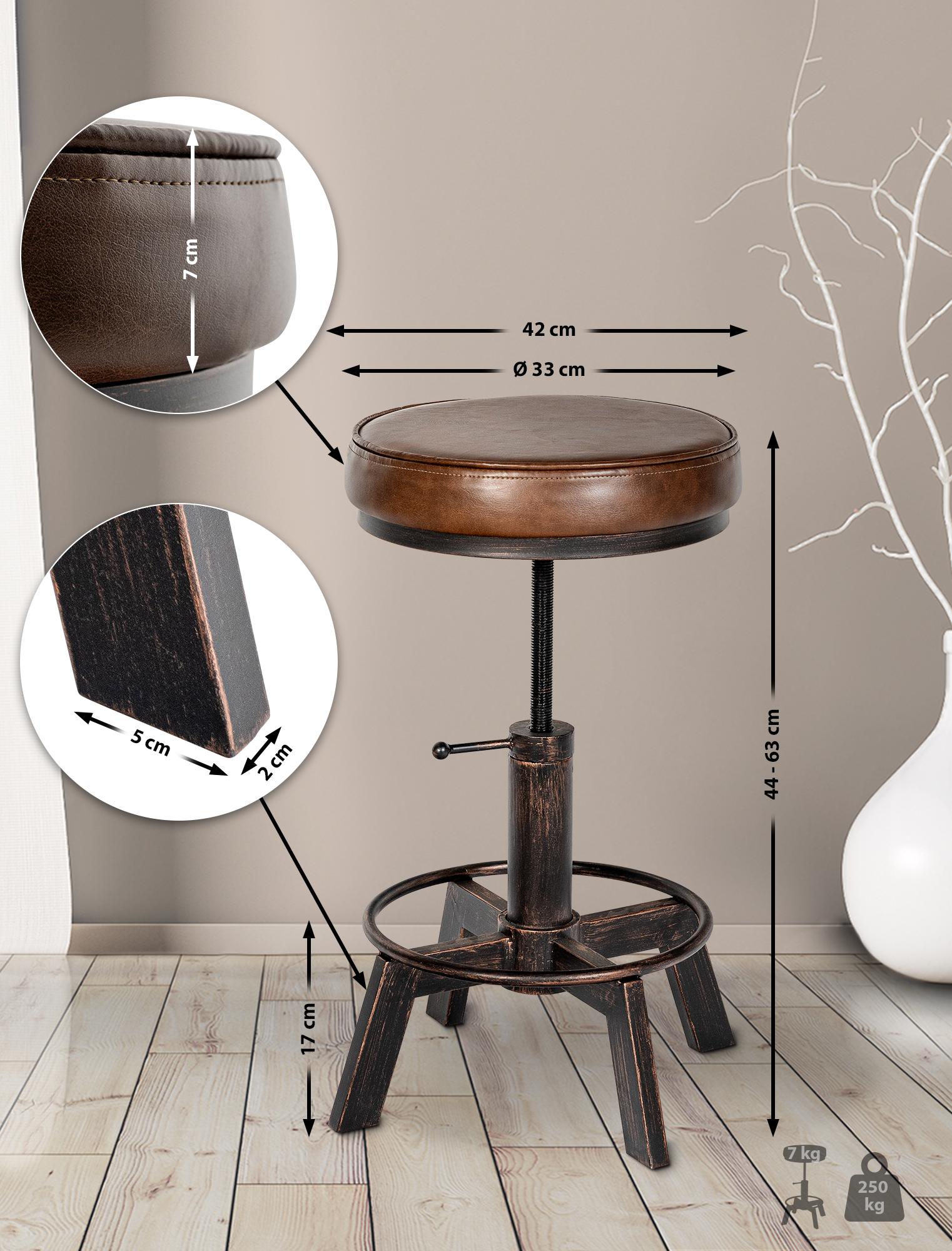 Tabouret Destin en Similicuir réglable et pivotant