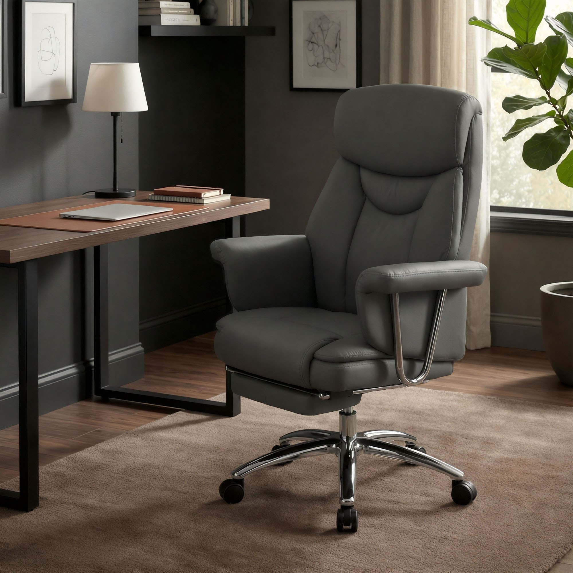Chaise de bureau Dahra en cuir véritable