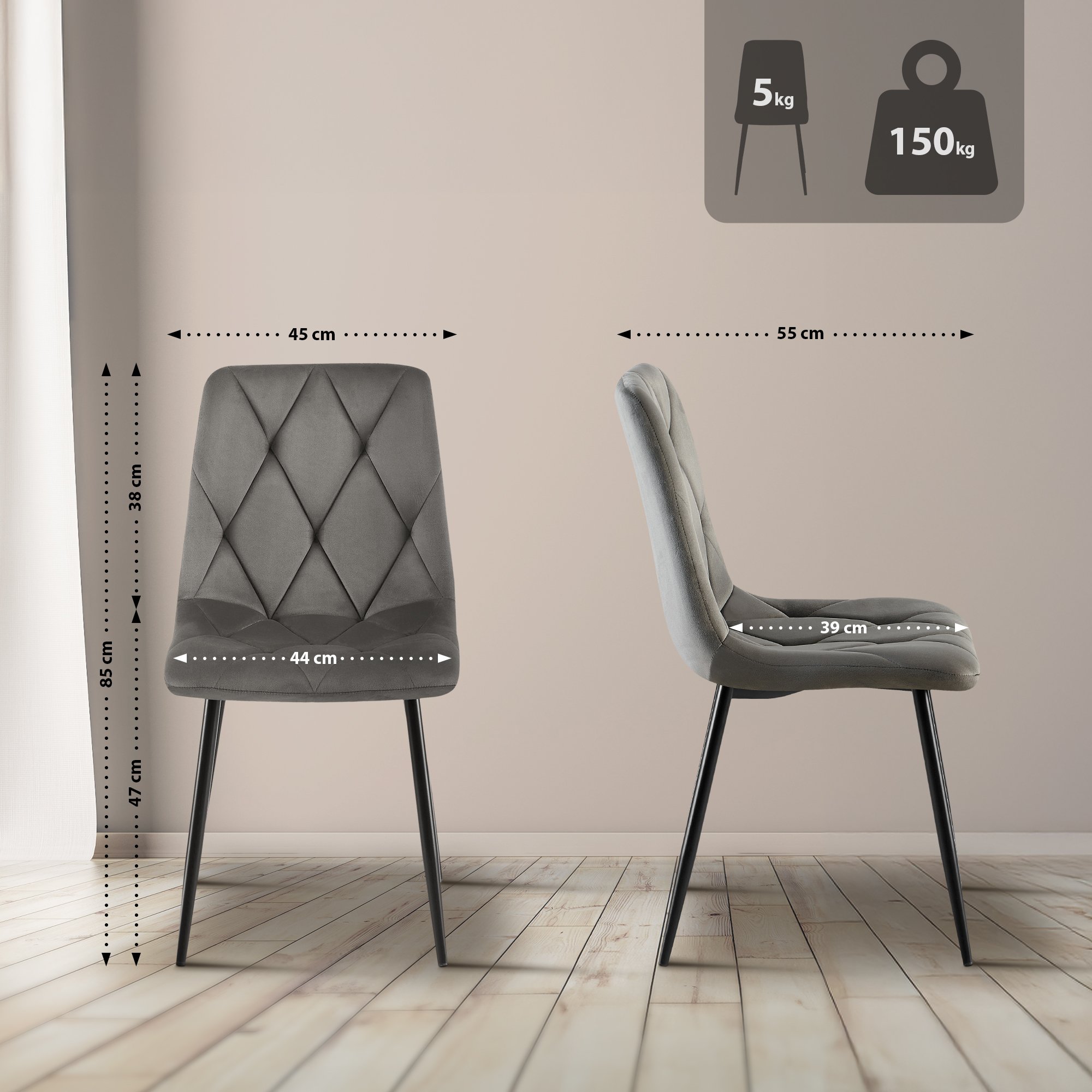 Lot de 2 chaises de salle à manger Clairton
