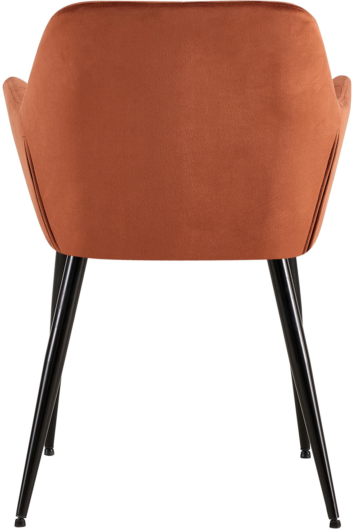 Lot de 4 Chaises de salle à manger Emia en Velours avec Piètement en Métal noir