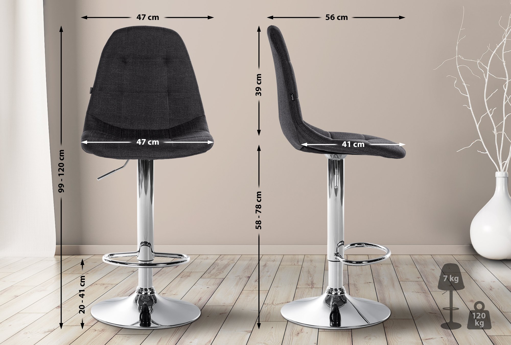 Tabouret de bar Elmore Tissu