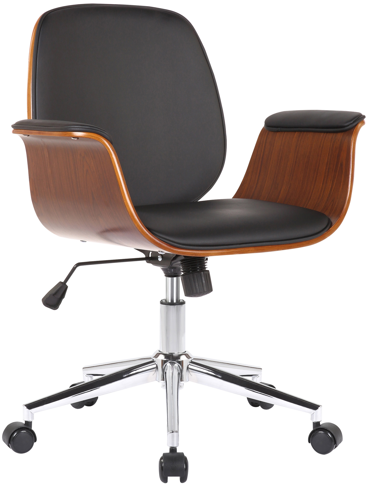 Fauteuil de bureau Kemberg en similicuir avec coque d'assise en bois