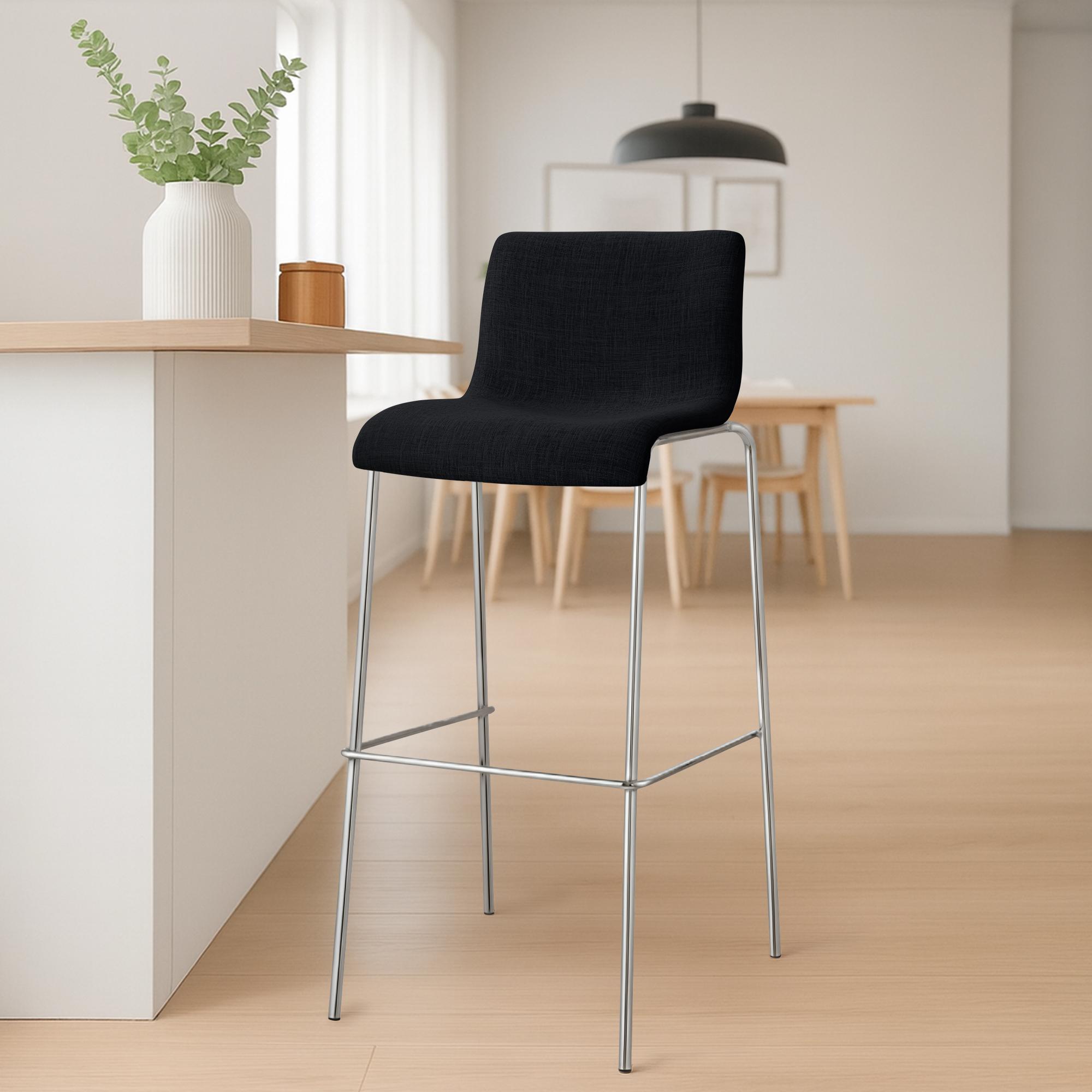Lot de 2 tabourets de bar Hover en tissu, pieds metalliques