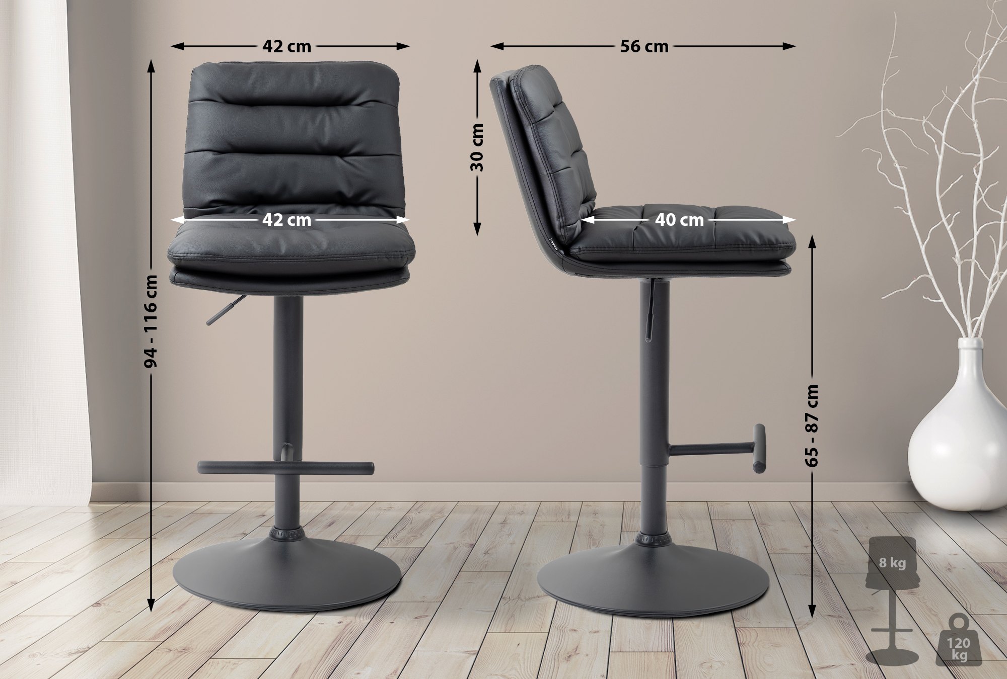 Tabouret de bar Damar similicuir