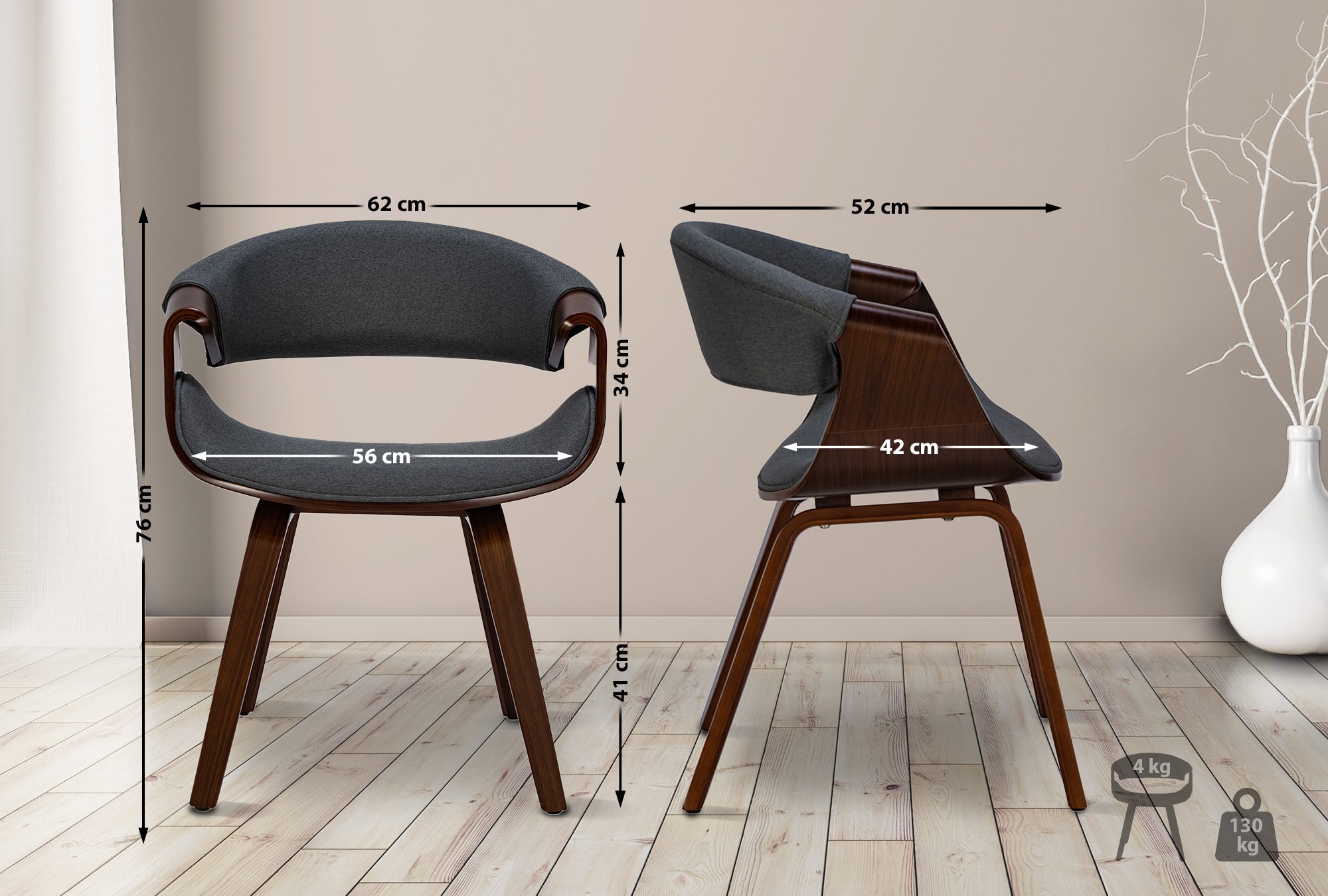Lot de 2 chaises de salle à manger Foley