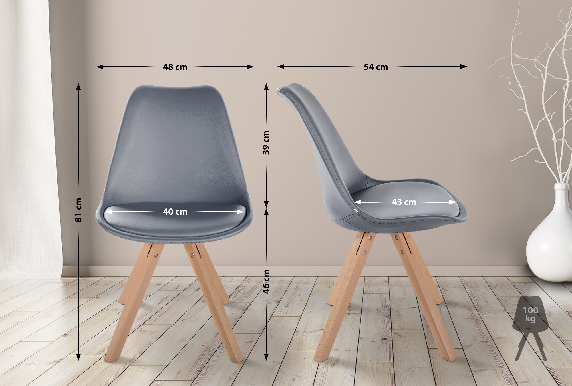 Lot de 4 chaises de salle à manger Sofia en Similicuir