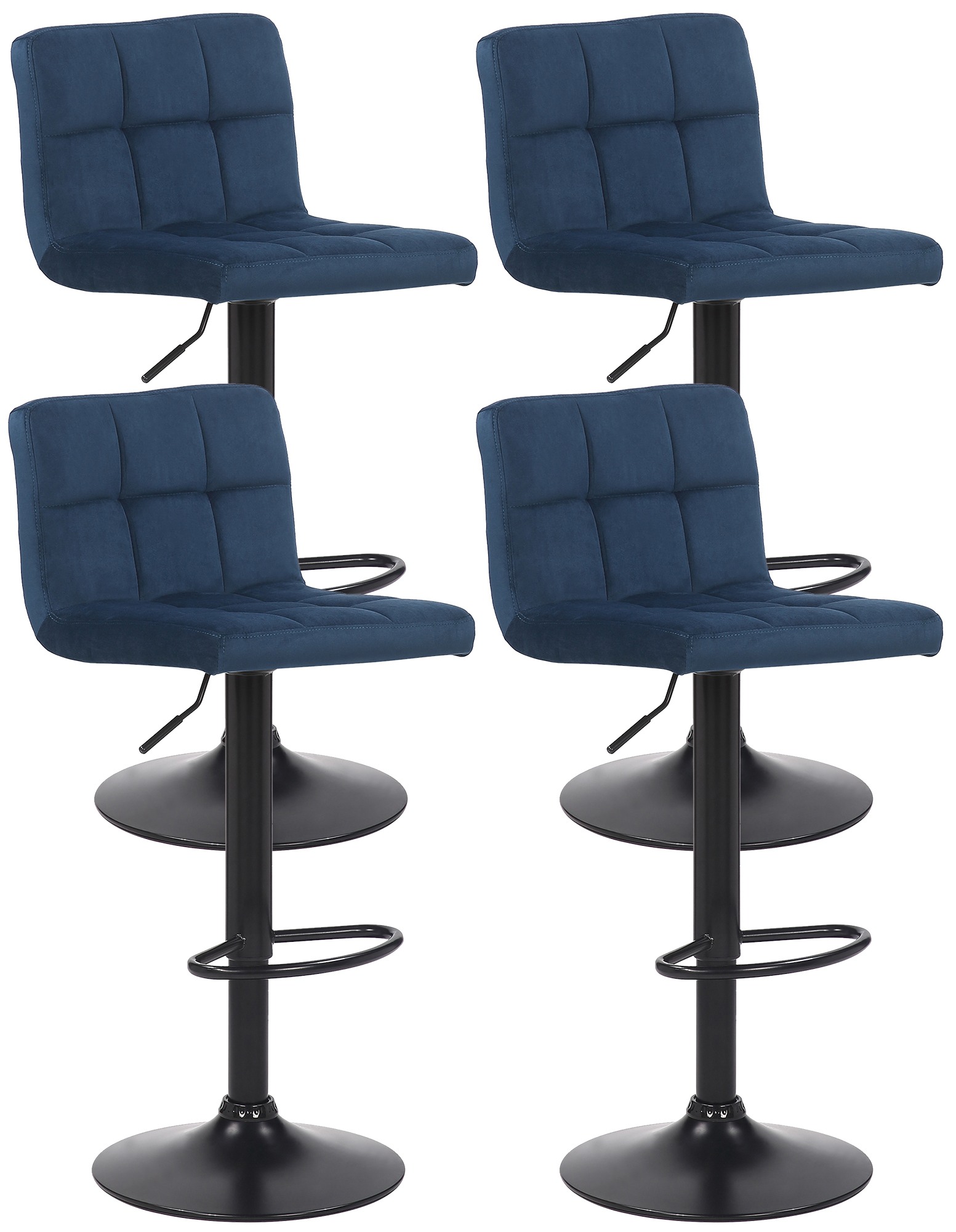 Lot de 4 tabourets de bar Feni velours