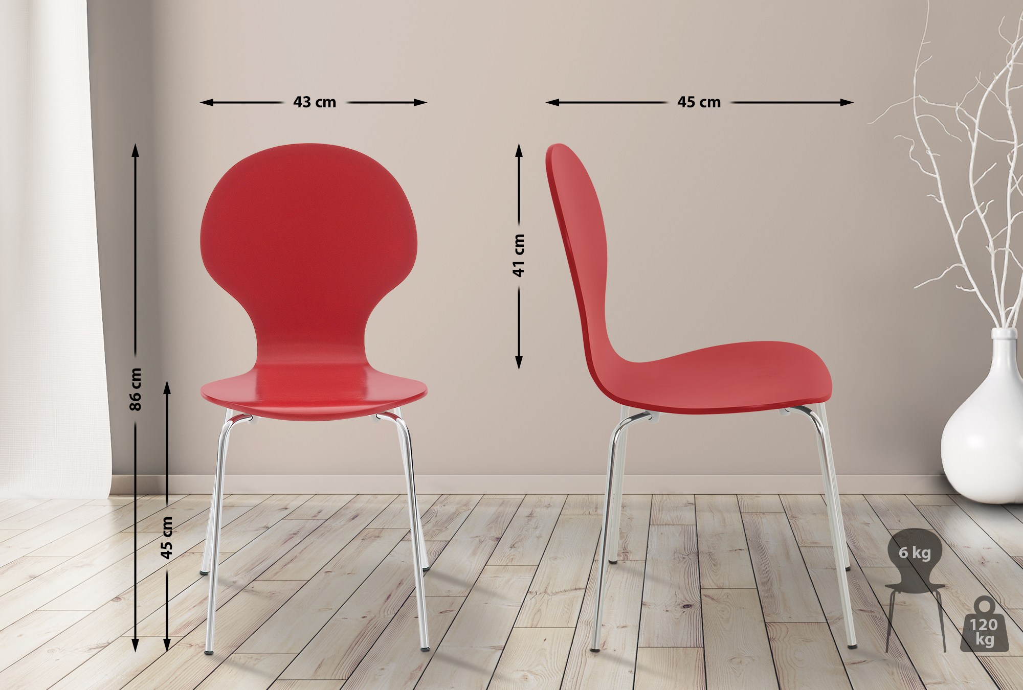 Lot de 8 chaises de visiteur Diego