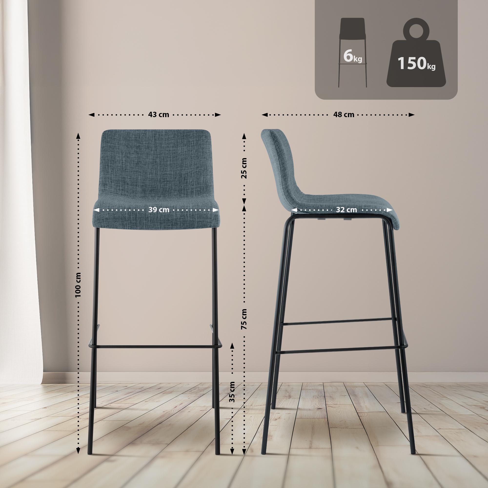 Tabouret de bar Hover en tissu avec pied a 4 branches