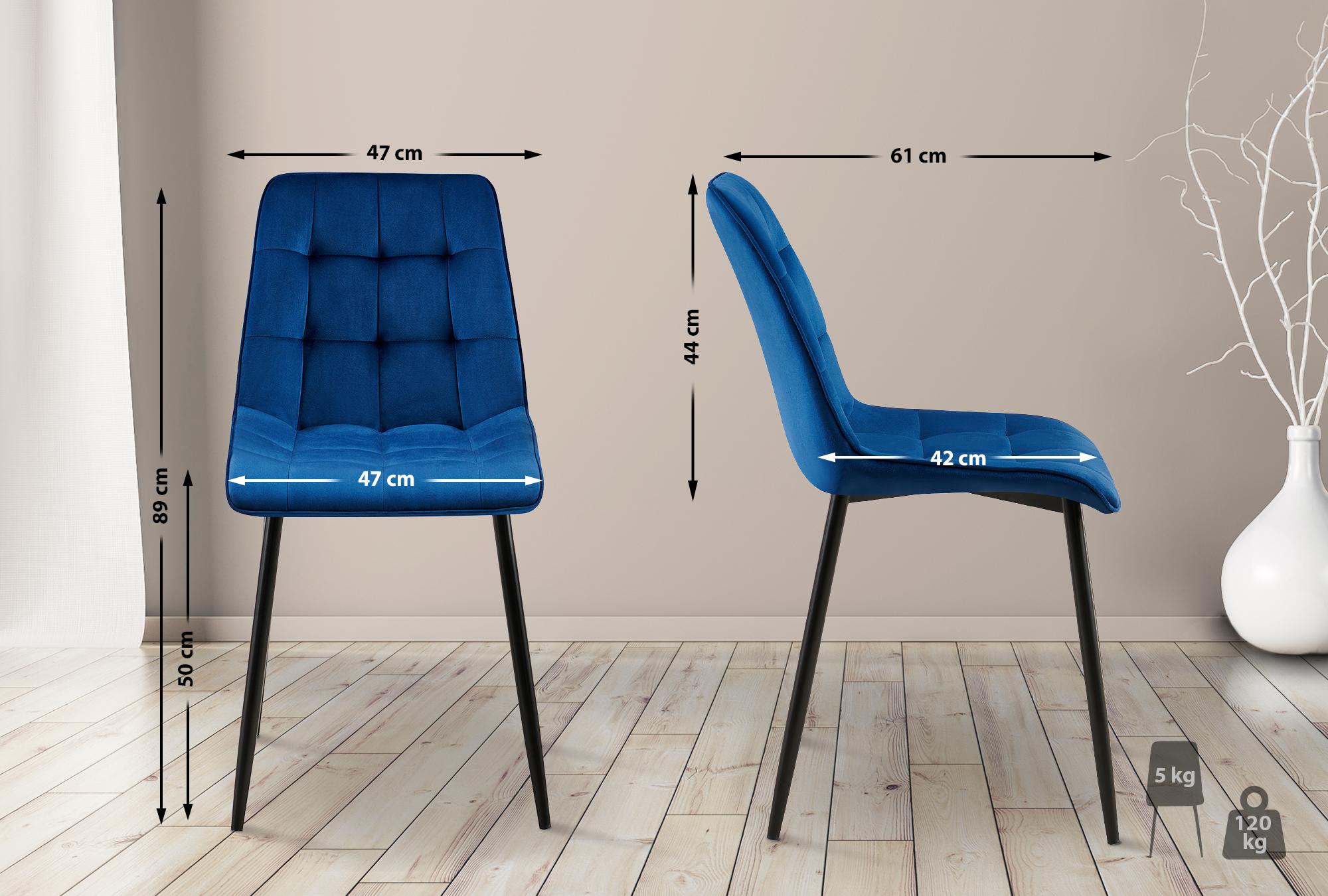 Chaise de salle à manger Gifford revêtement velours