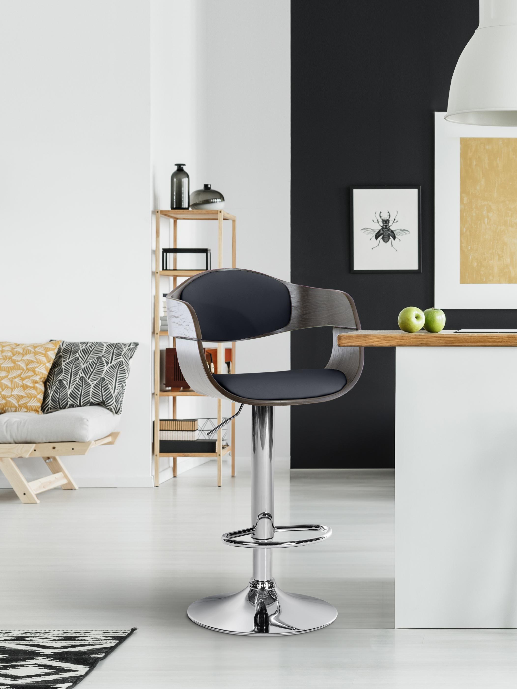 Tabouret de bar Kingston avec Coque en bois Assise en similicuir