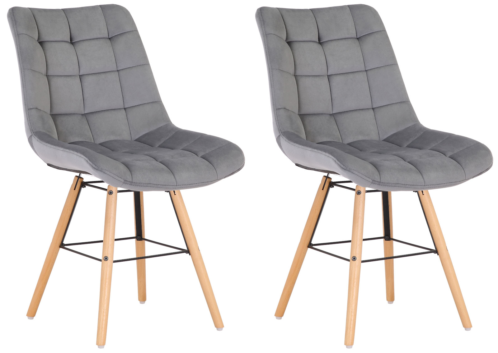 Lot de 2 chaises de salle à manger Leni velours