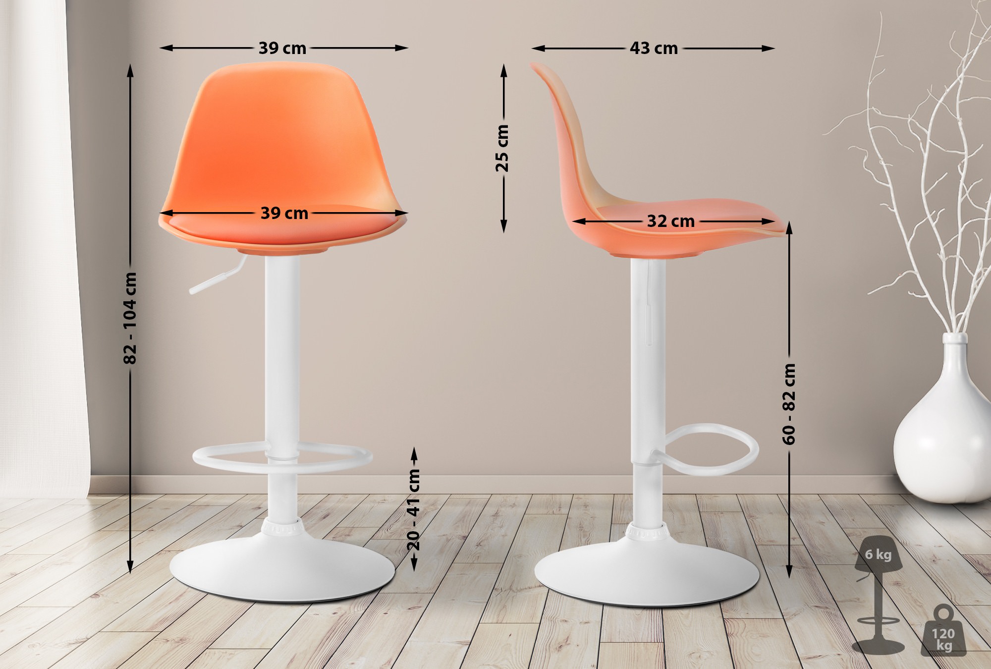 Tabouret de bar Kiel Similicuir et coque en plastique